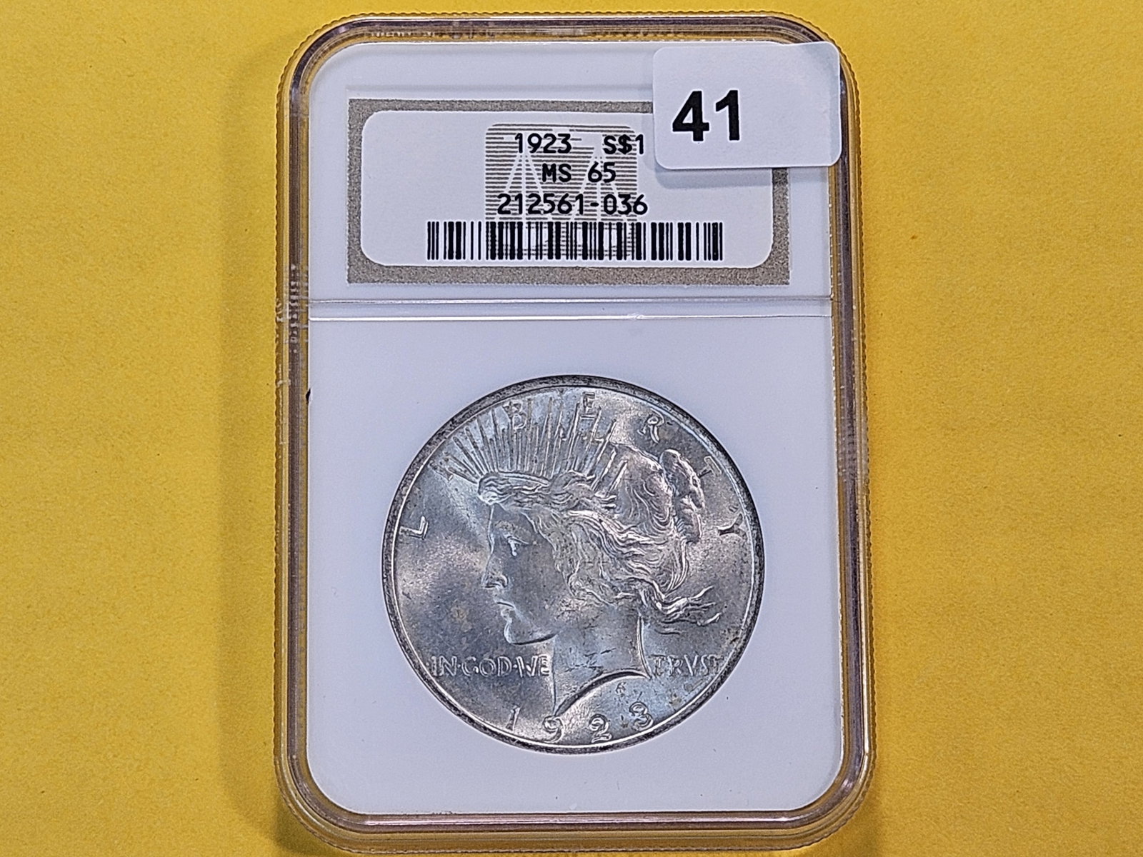 GEM! NGC 1923 Peace Silver Dollar in Mint State 65 - 2