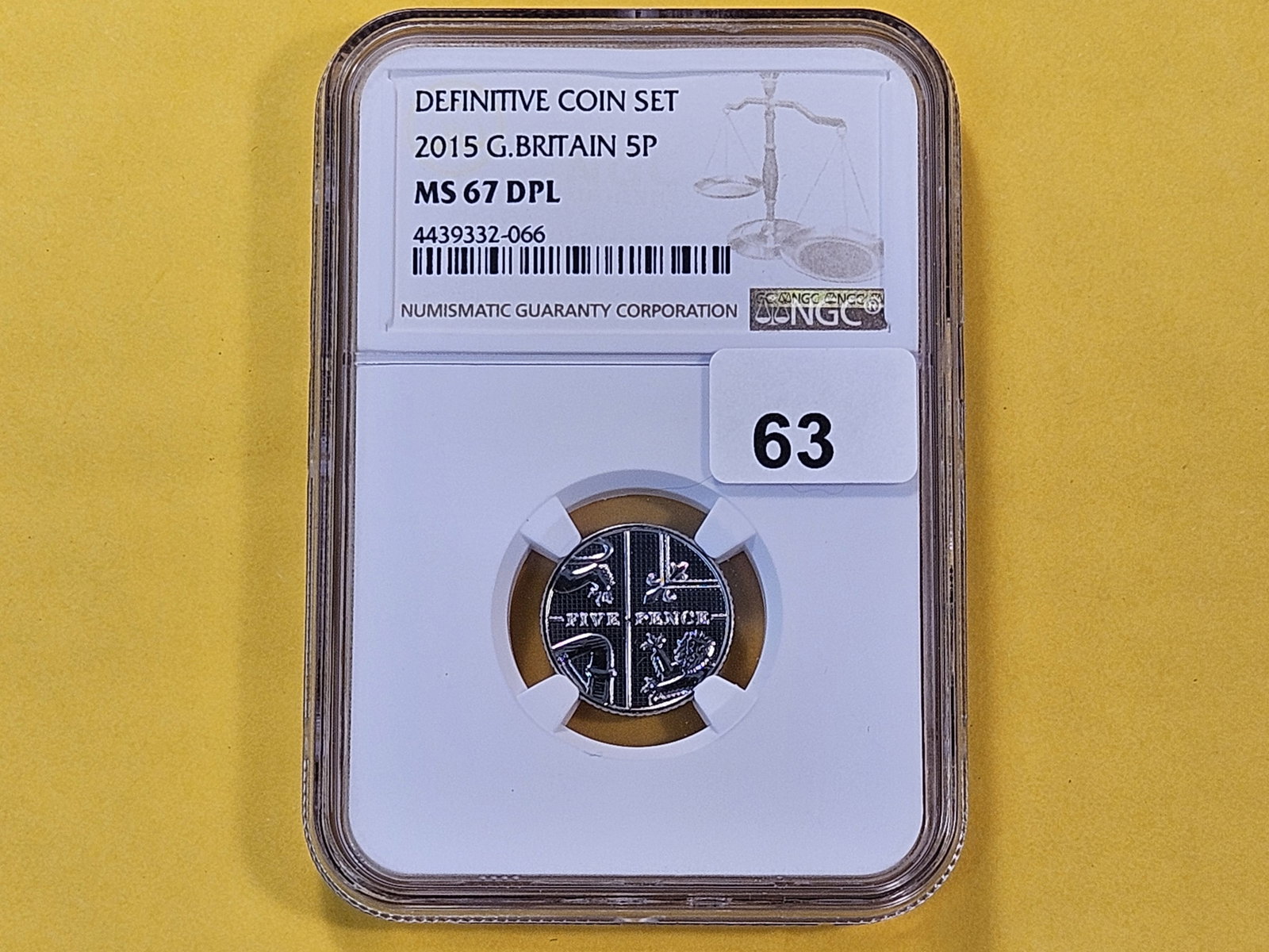 NGC 2015 Great Britain 5 Pence in Mint State 67 Deep Proof Like - 2