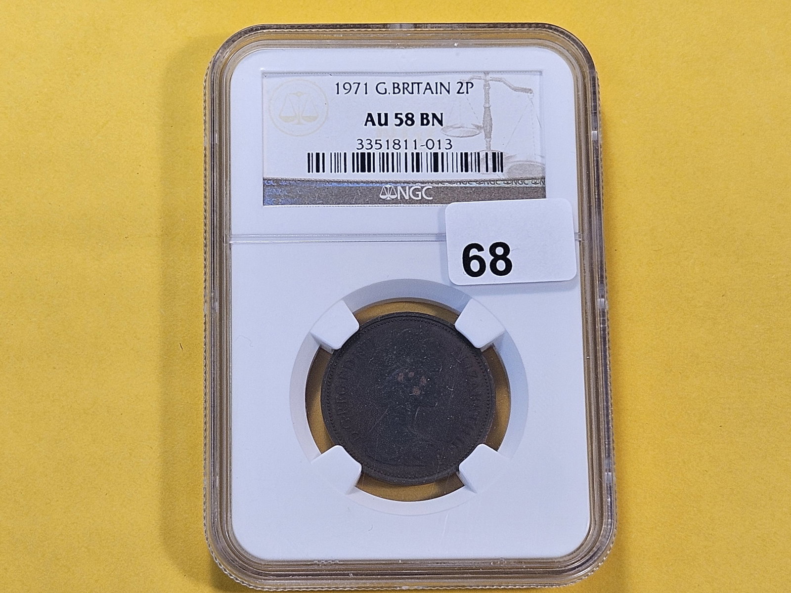 NGC 1971 Great Britain Two Pence in About Uncirculated 58 Brown - 2