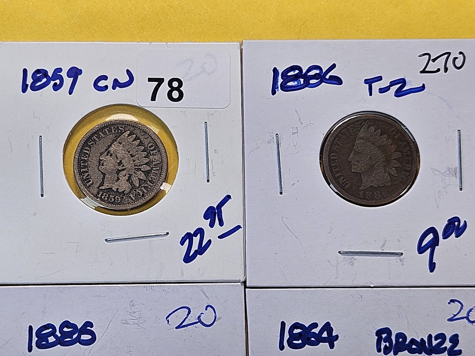 Four Circulated Indian Head Cents - 2
