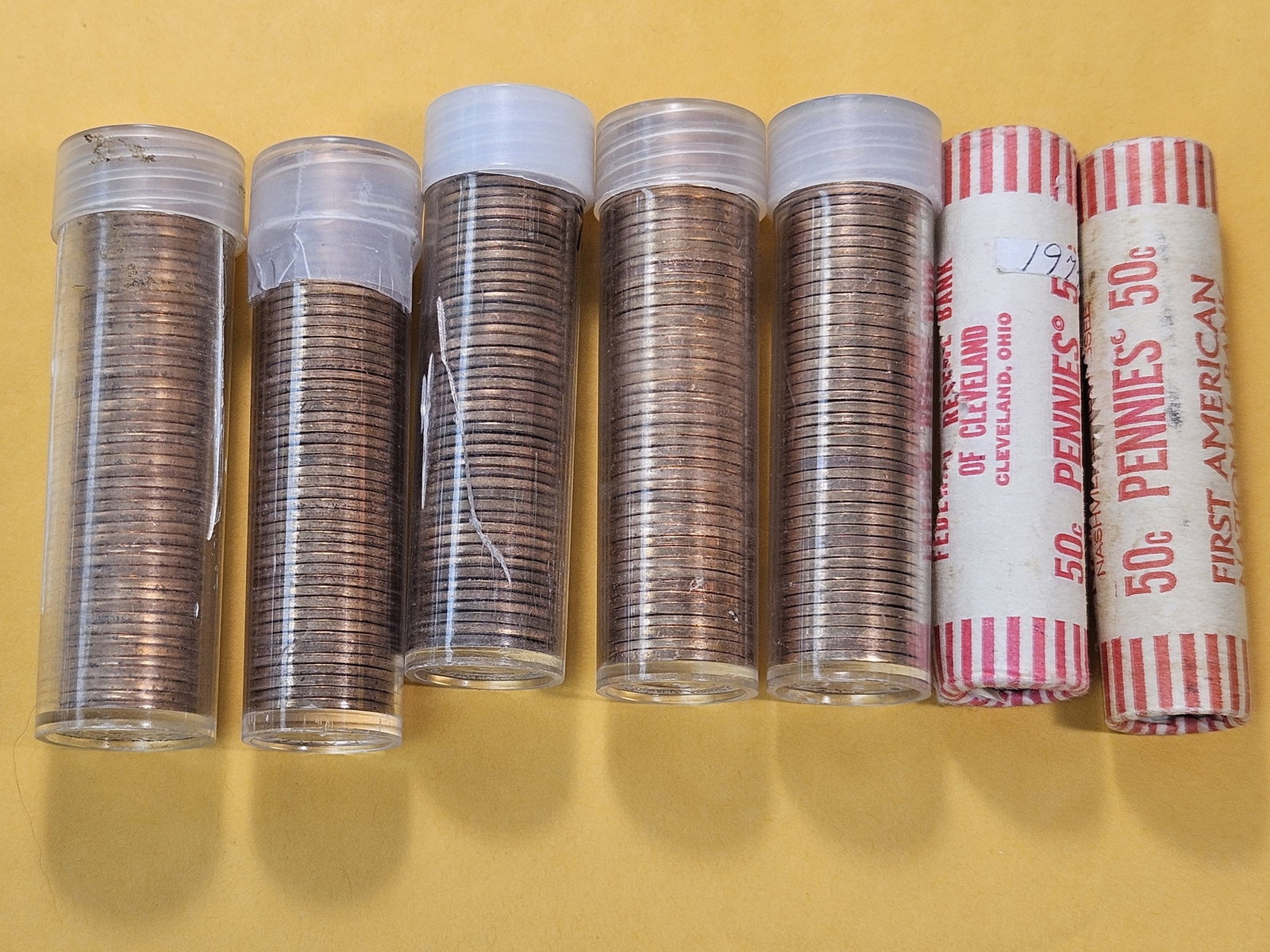 Seven Brilliant Uncirculated Full Rolls of Lincoln Memorial Cents - 2