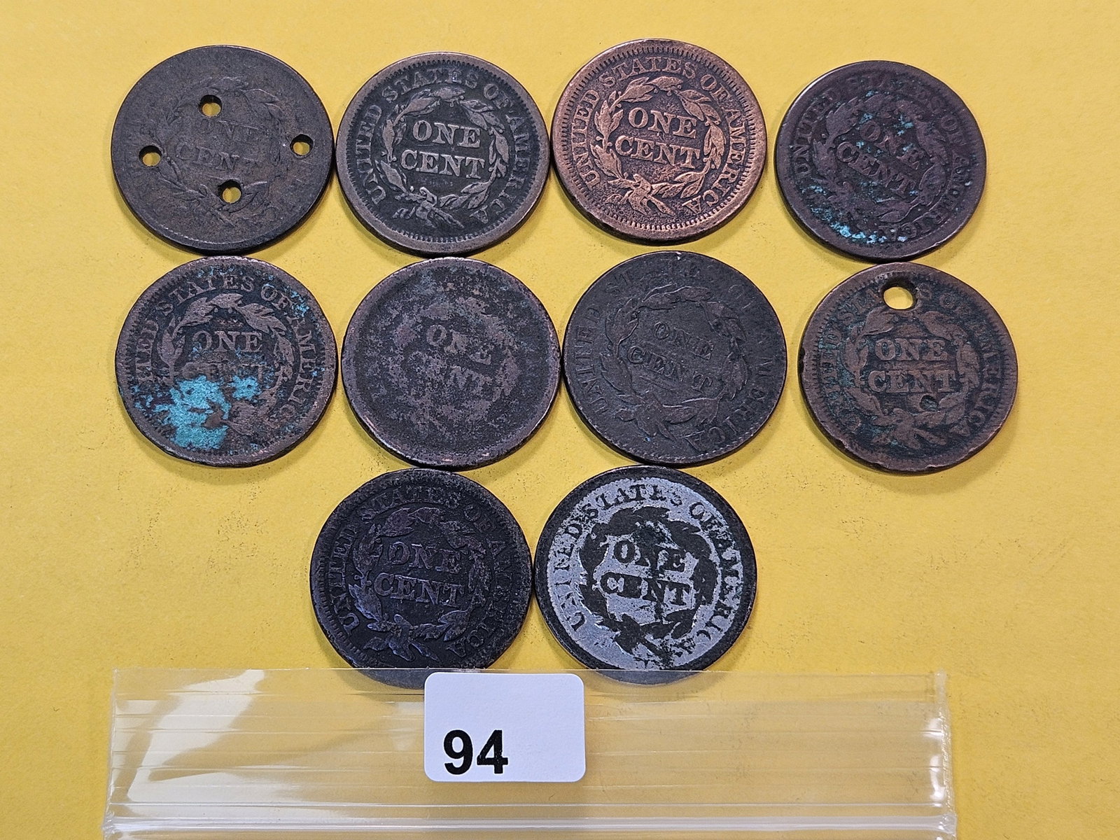 Ten Circulated Mixed US Large Cents - 3