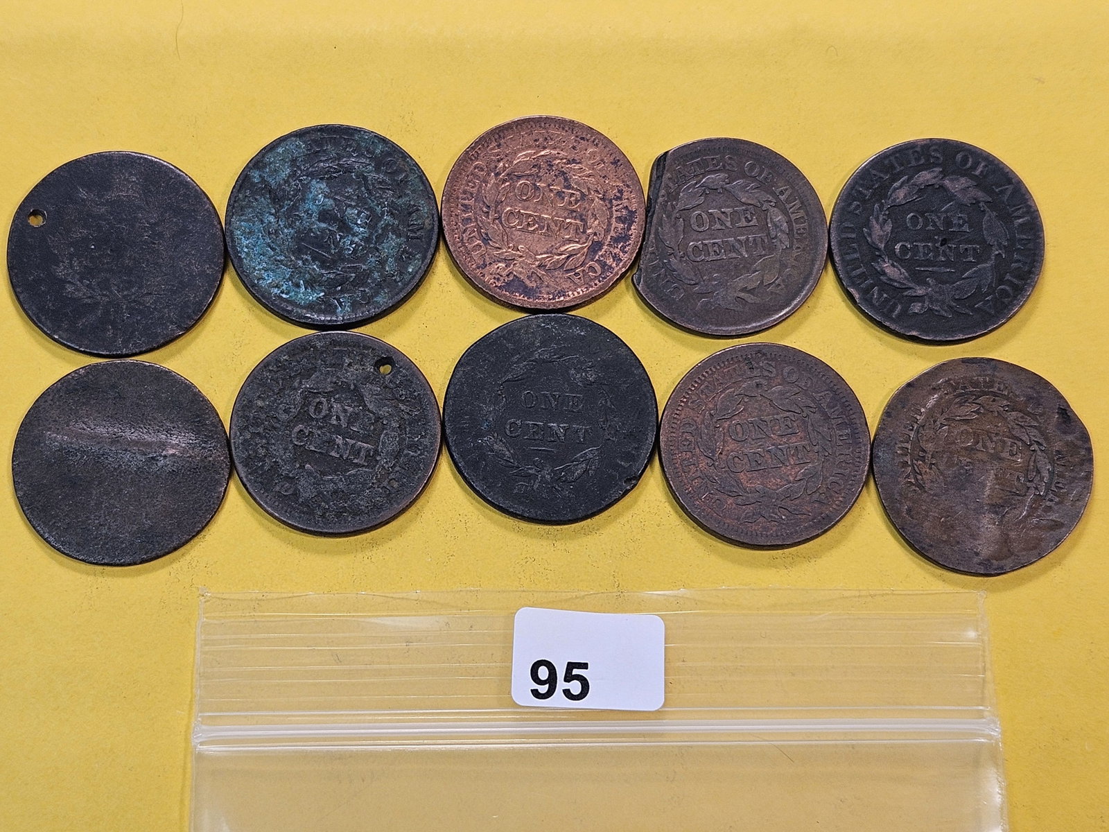 Ten Circulated Mixed US Large Cents - 3