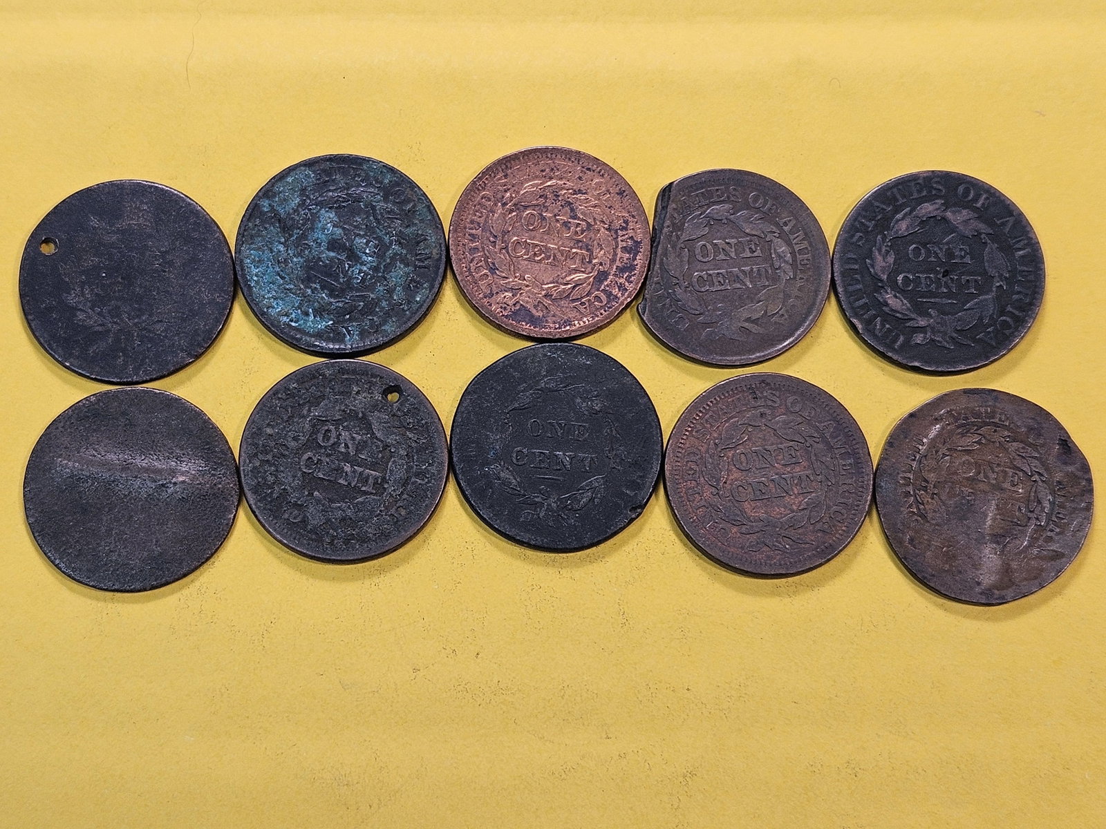 Ten Circulated Mixed US Large Cents - 4