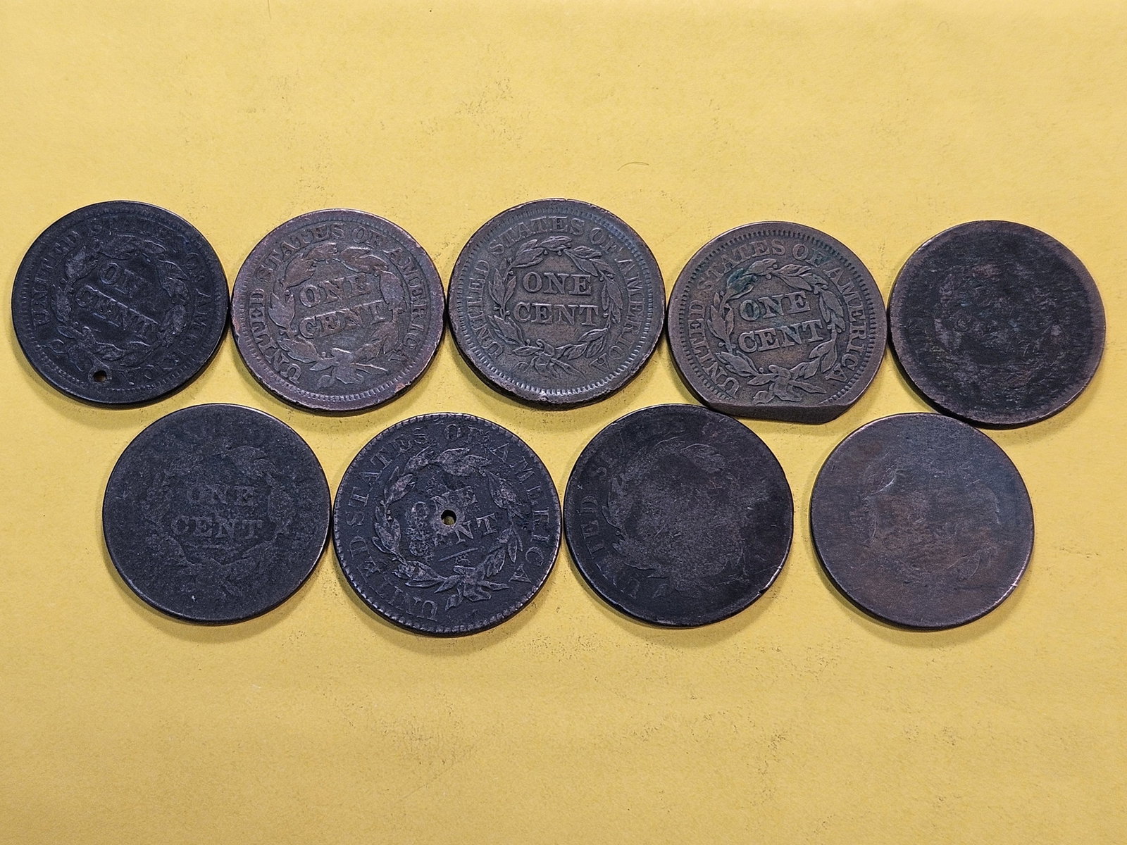Nine Circulated Mixed US Large Cents - 4