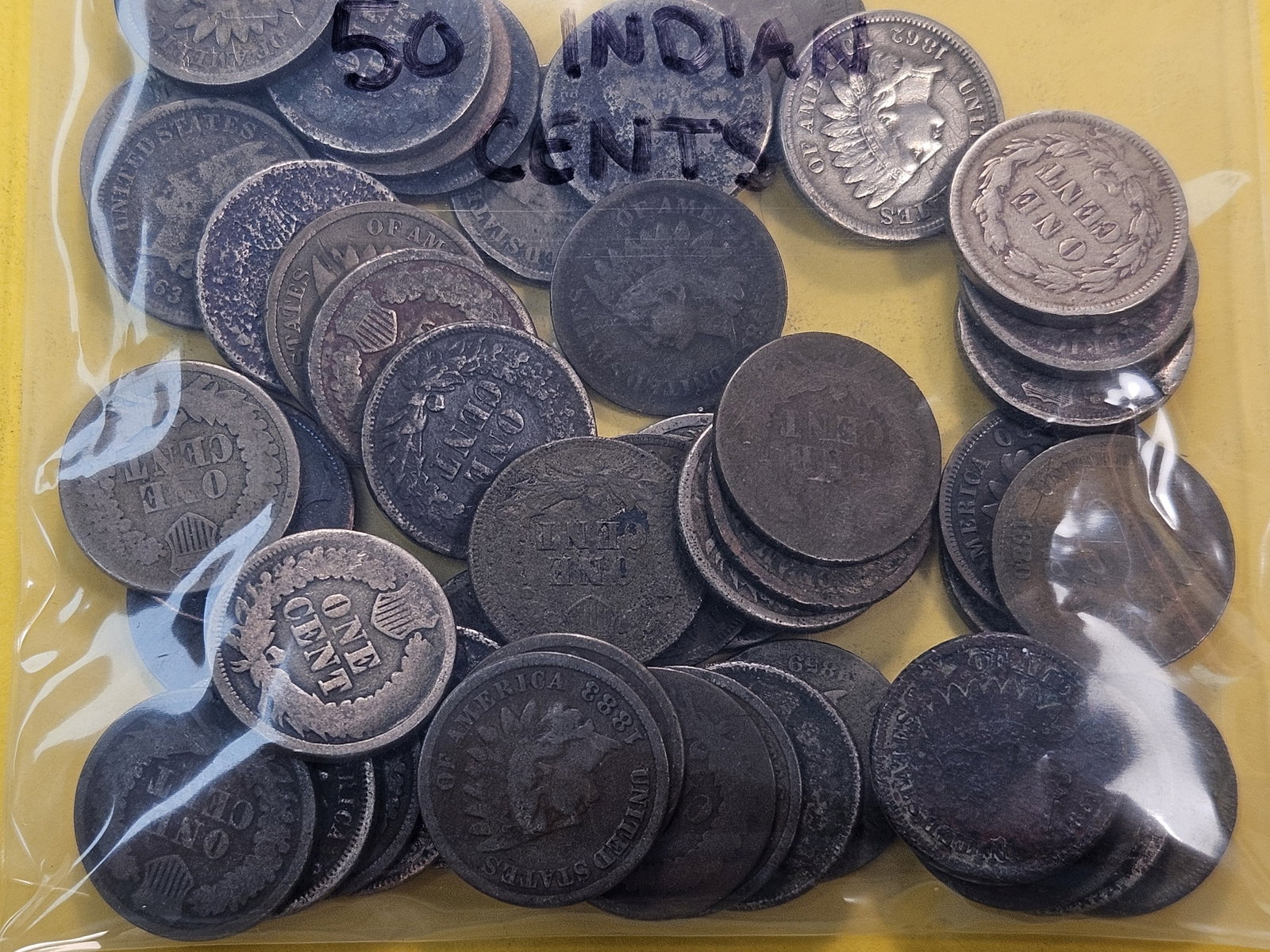 Fifty Mixed Indian Head Cents - 2