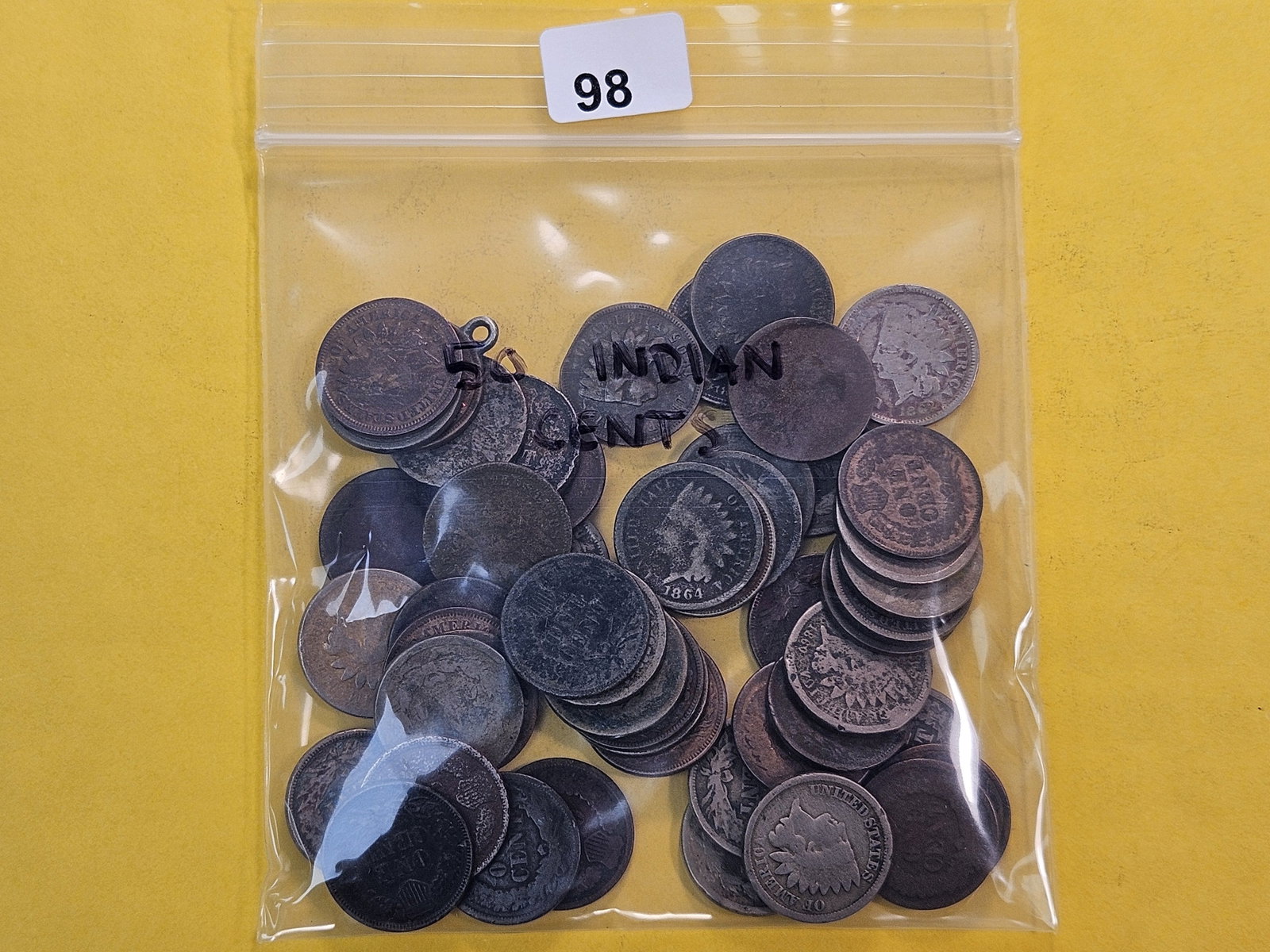 Fifty Mixed Indian Head Cents: Mixed dates and grades