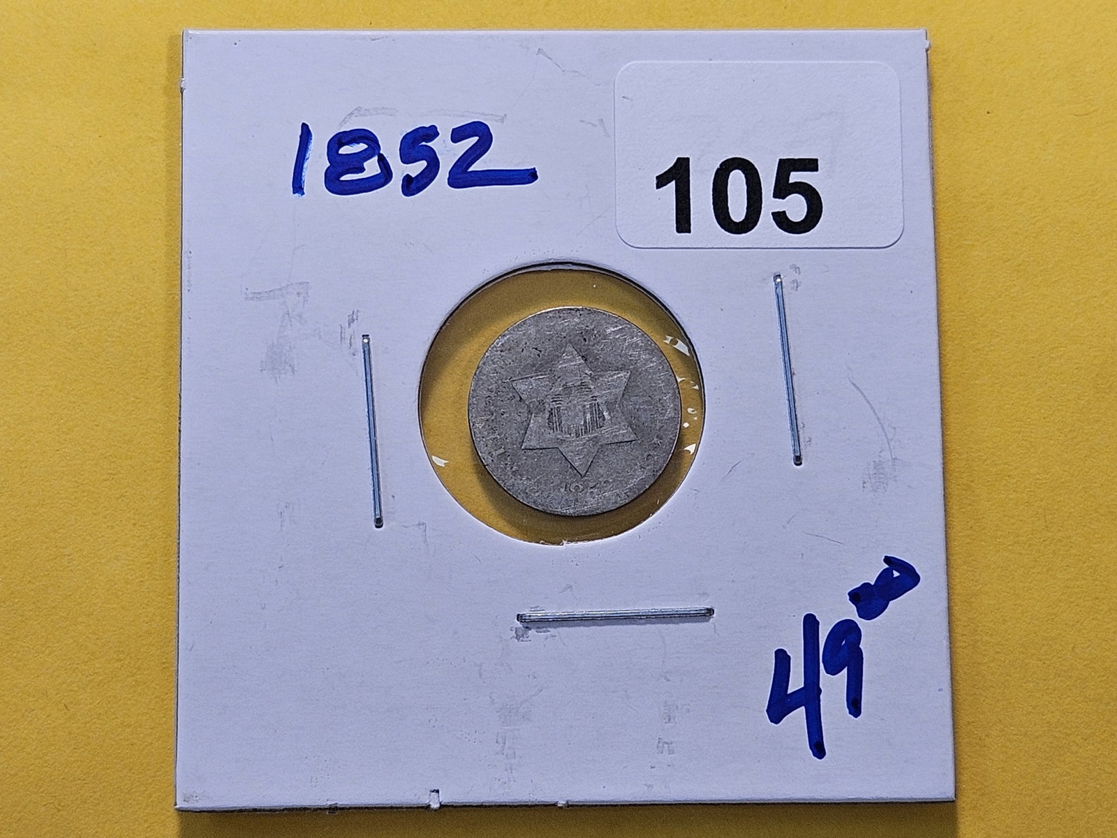 1854 Three Cent Silver Trime - 3