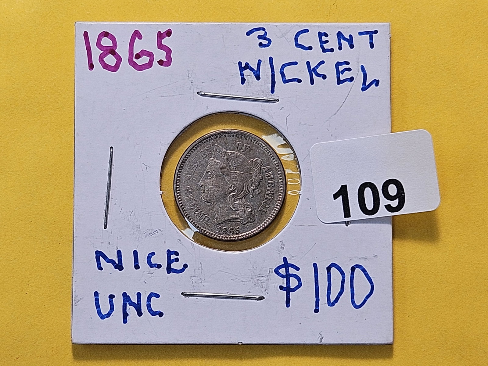 Better Grade 1865 Three Cent Nickel - 2