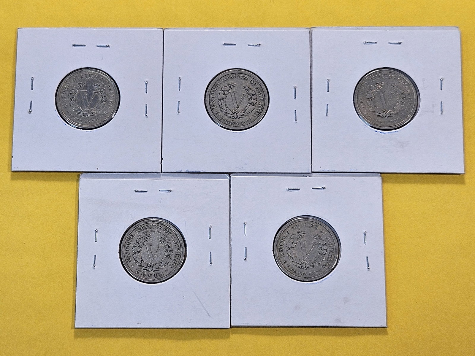 Five Circulated Liberty V Nickels - 7