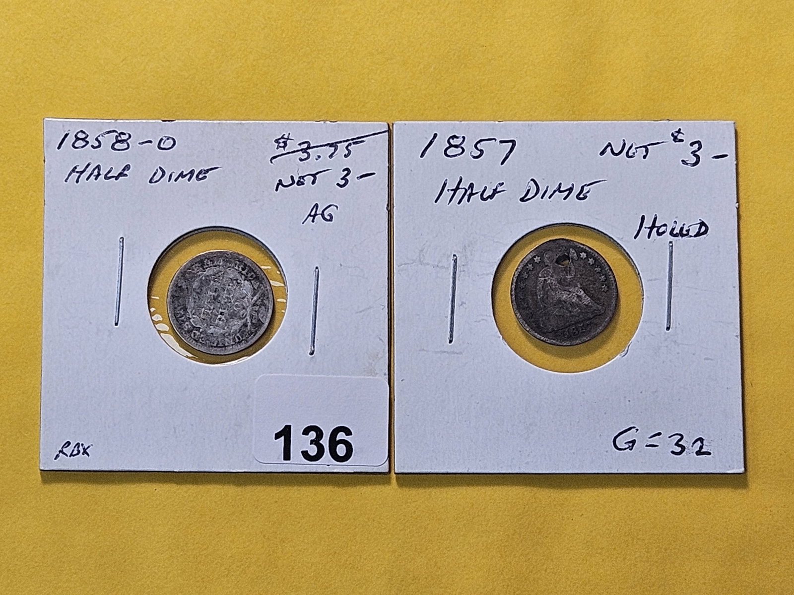 Two Circulated Seated Liberty Silver Half Dimes (1 of 6)