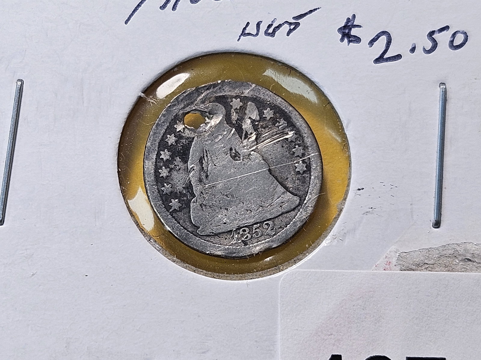 Two Circulated Seated Liberty Silver Half Dimes - 2
