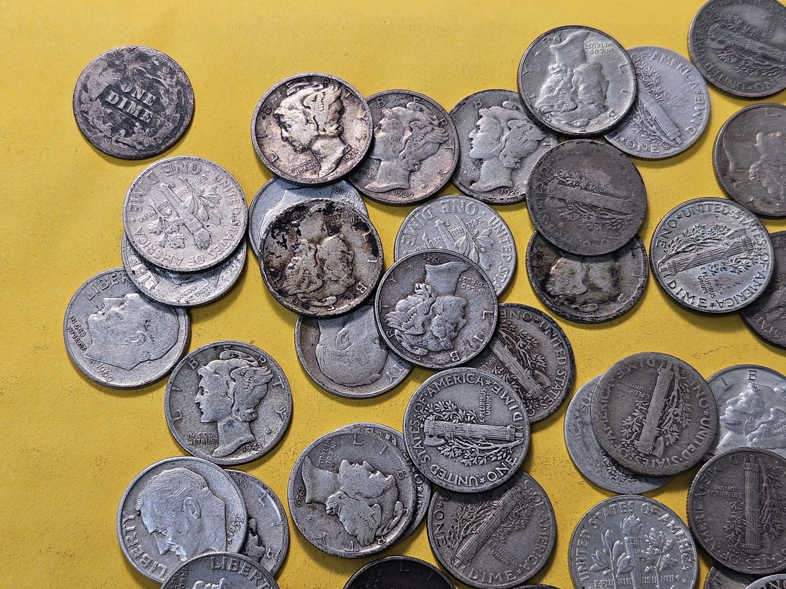Fifty Mixed US Silver Dimes - 2