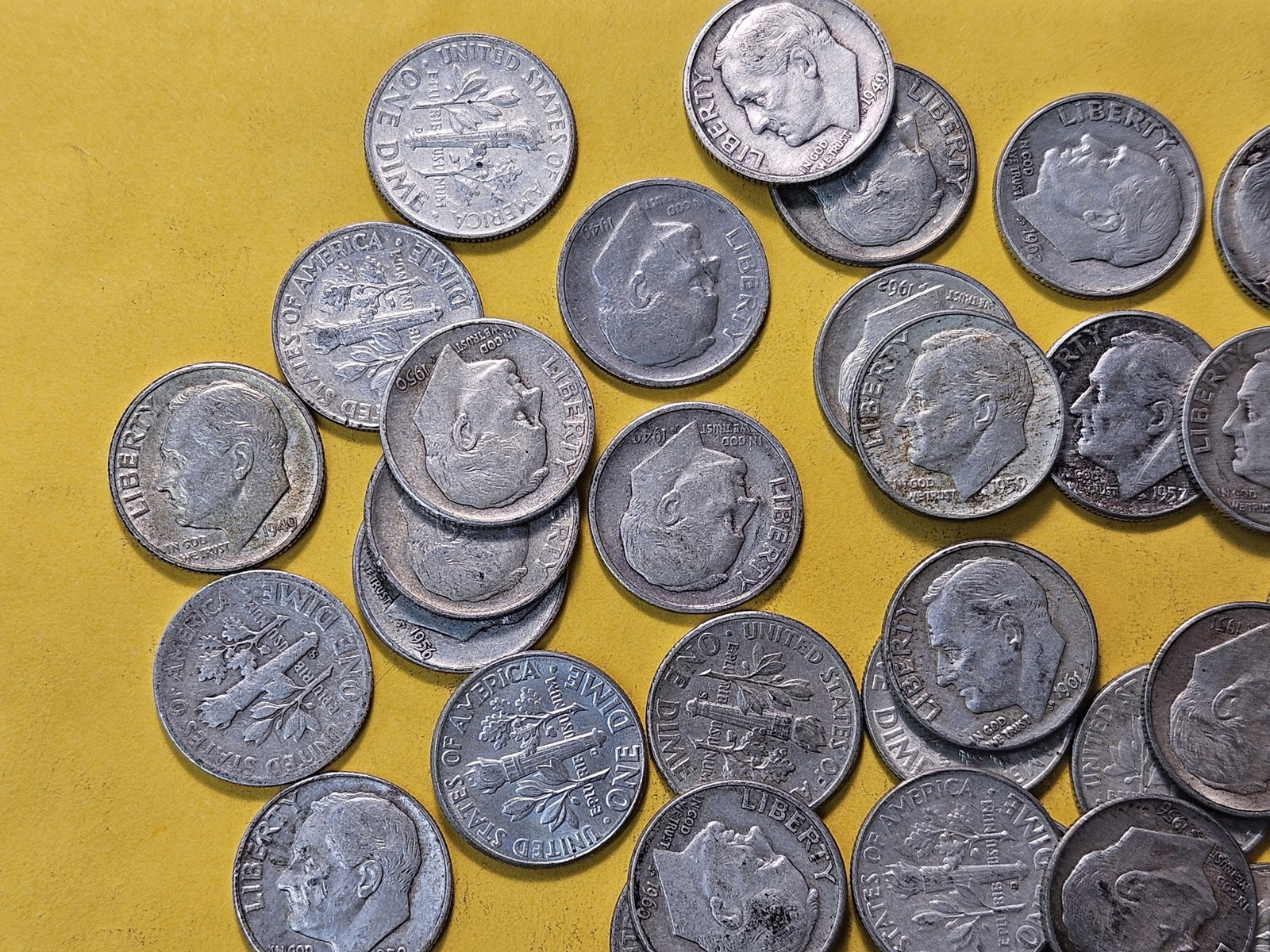Forty-nine Mixed Roosevelt Silver Dimes - 2