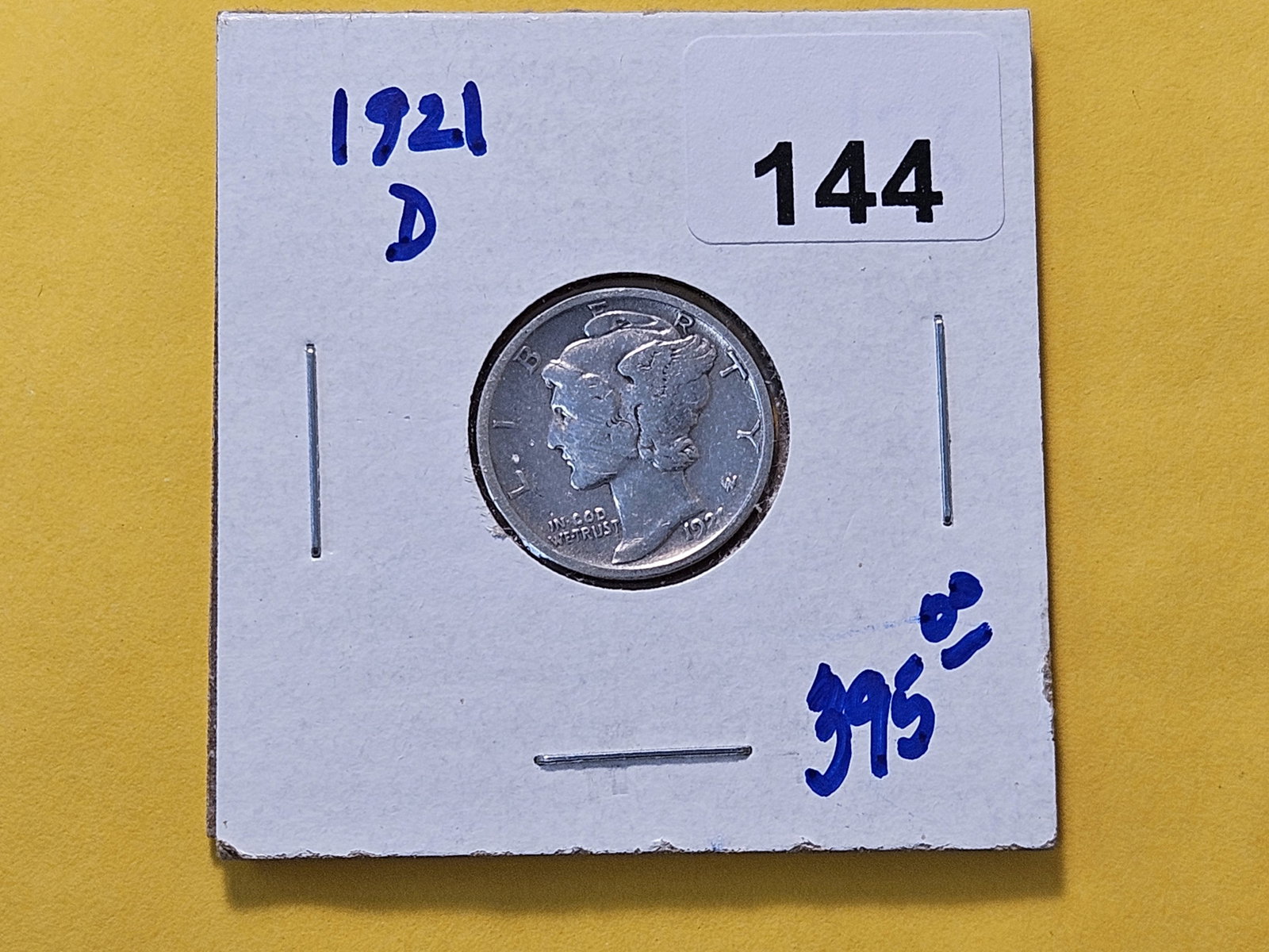 Semi-Key Date 1921-D Mercury Silver Dime - 2