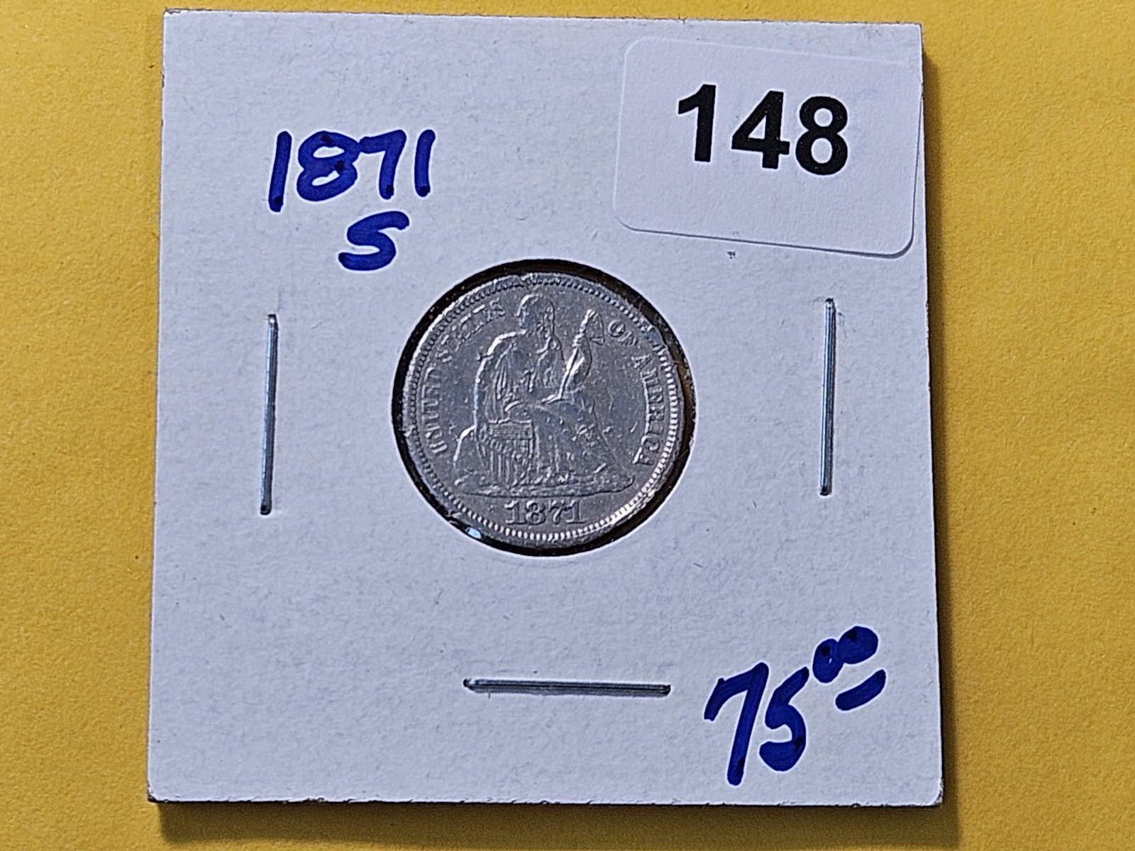 Better Date 1871-S Seated Liberty Silver Dime - 2