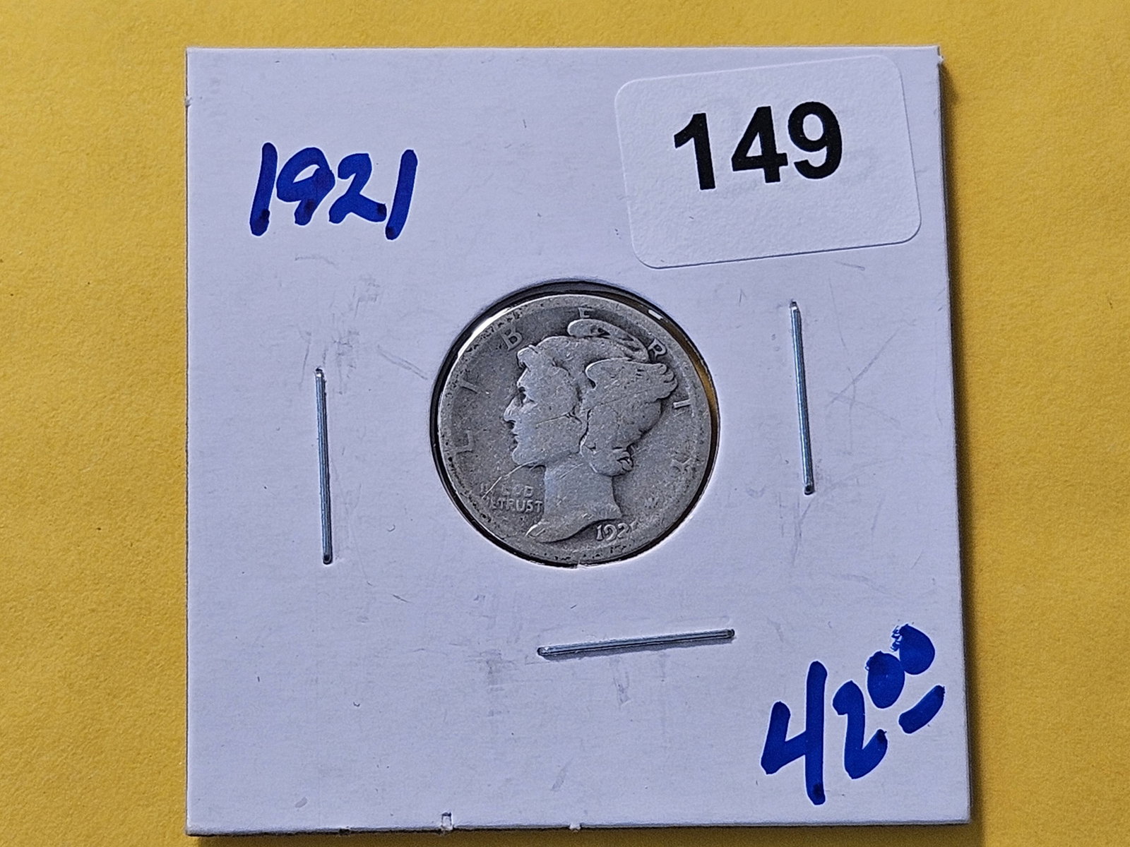 Semi-Key Date 1921 Mercury Silver Dime - 2