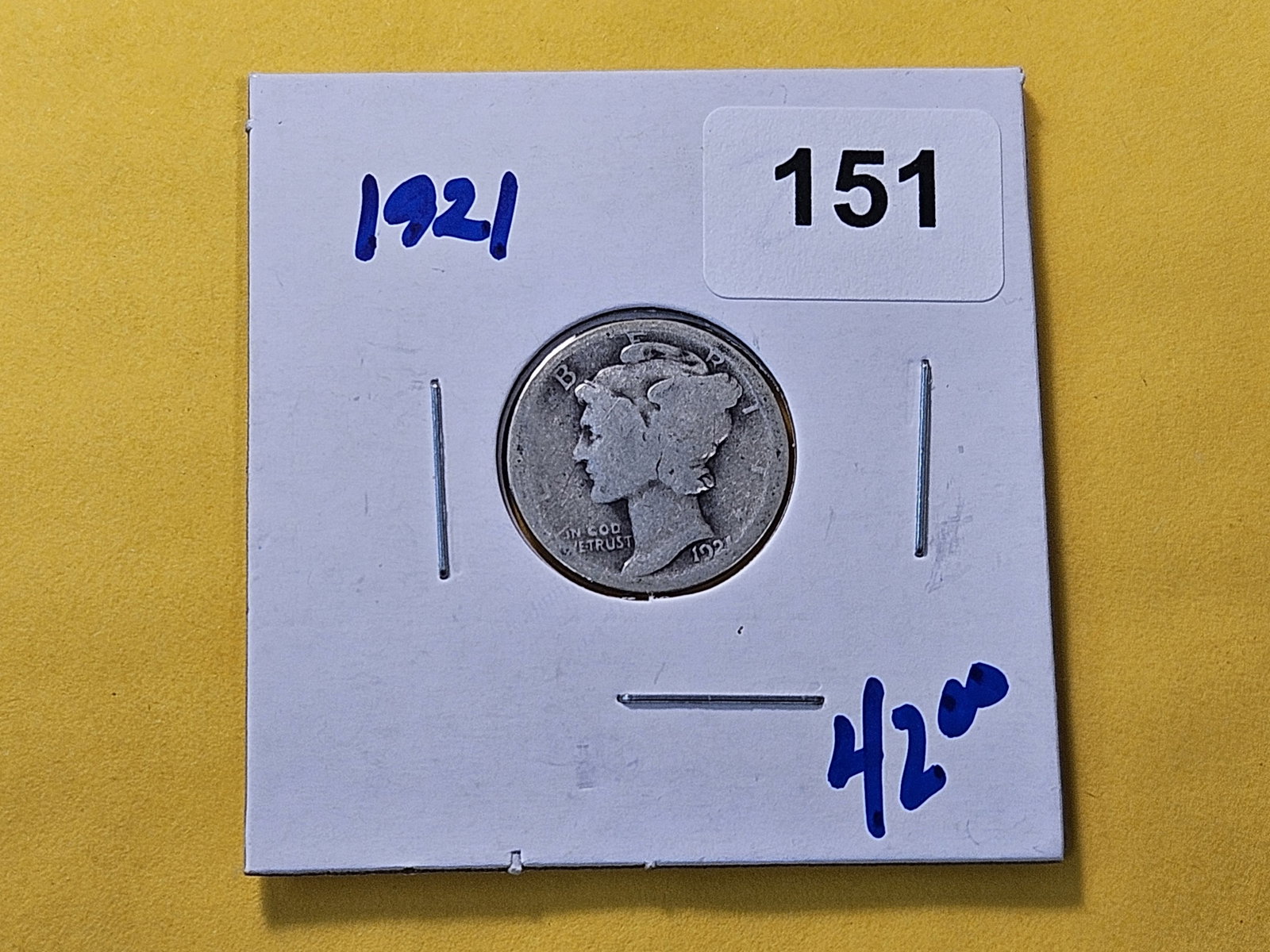 Semi-Key Date 1921 Mercury Silver Dime - 2