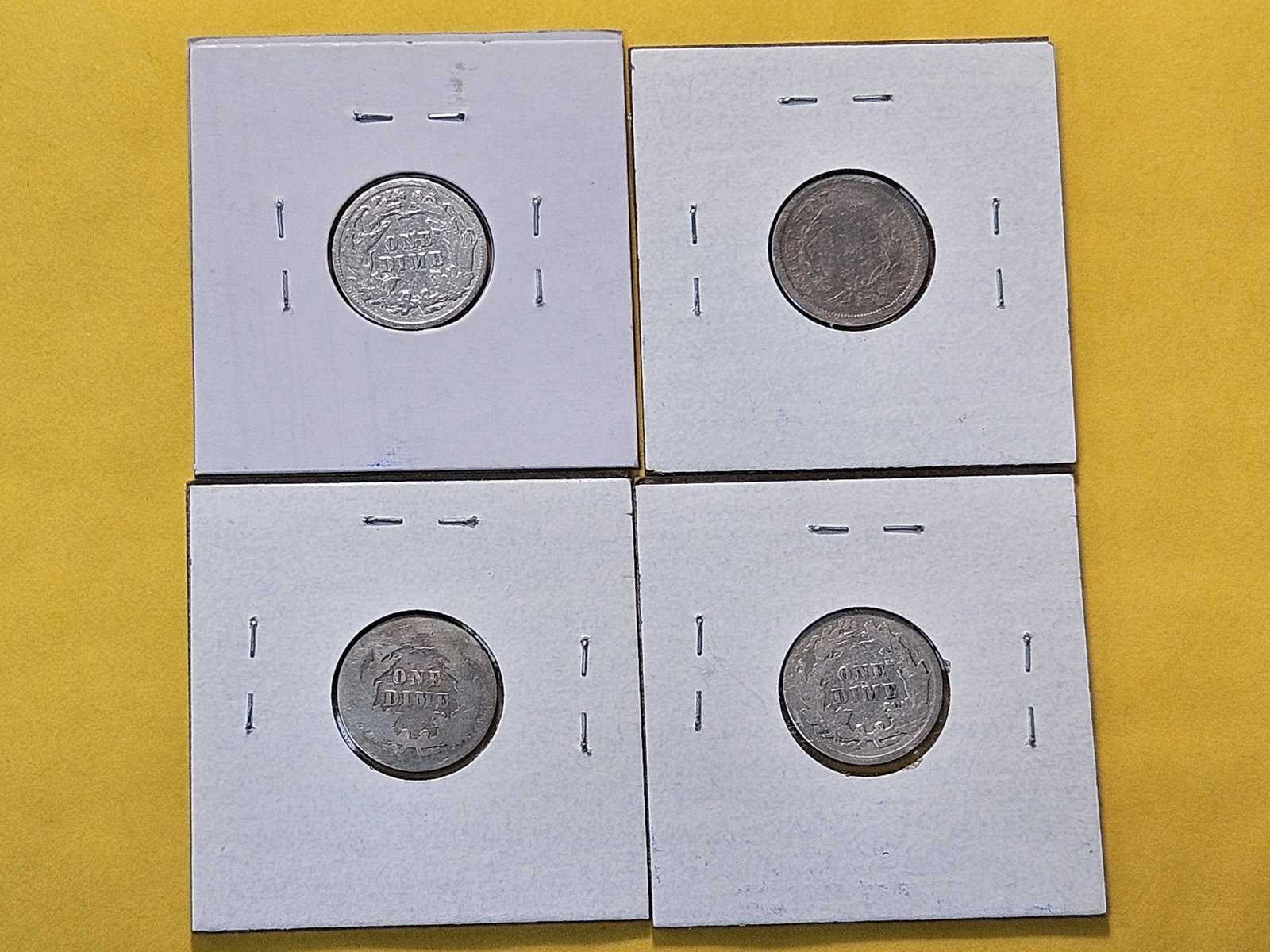 Four Circulated Seated Liberty Silver Dimes - 4