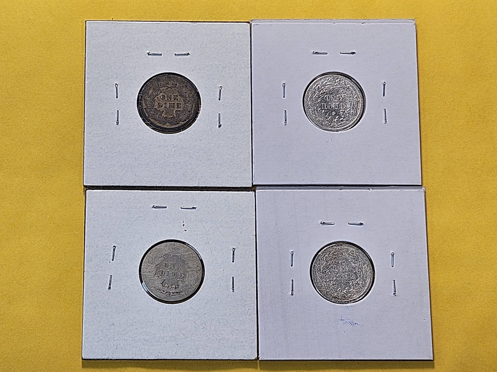 Four Circulated Seated Liberty Silver Dimes - 4