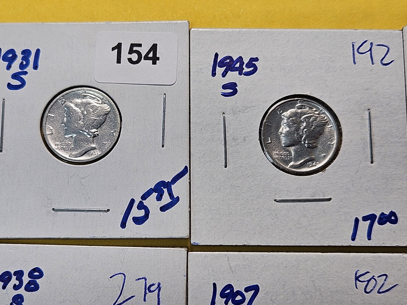 Six Circulated US Silver Dimes - 2