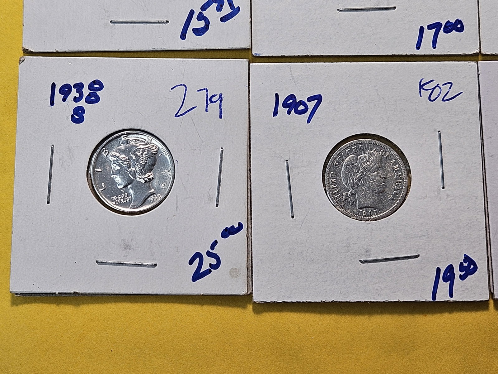 Six Circulated US Silver Dimes - 4