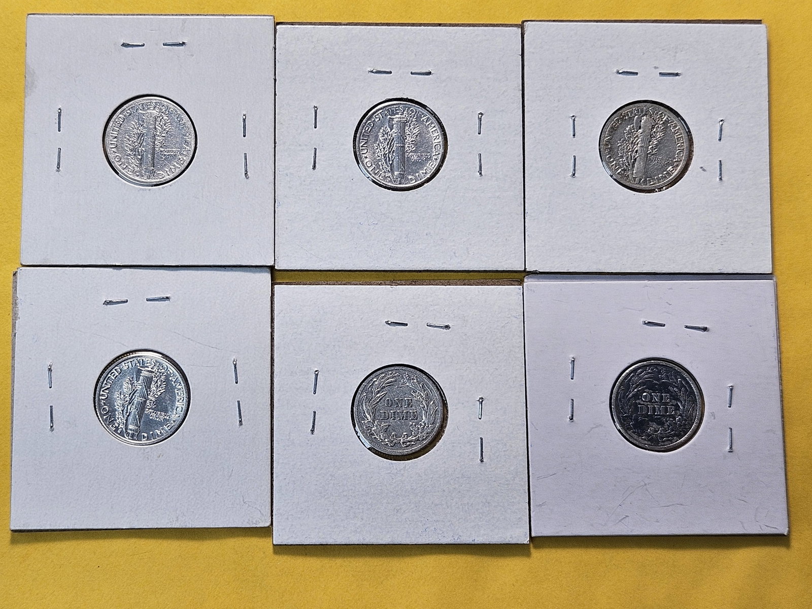 Six Circulated US Silver Dimes - 6