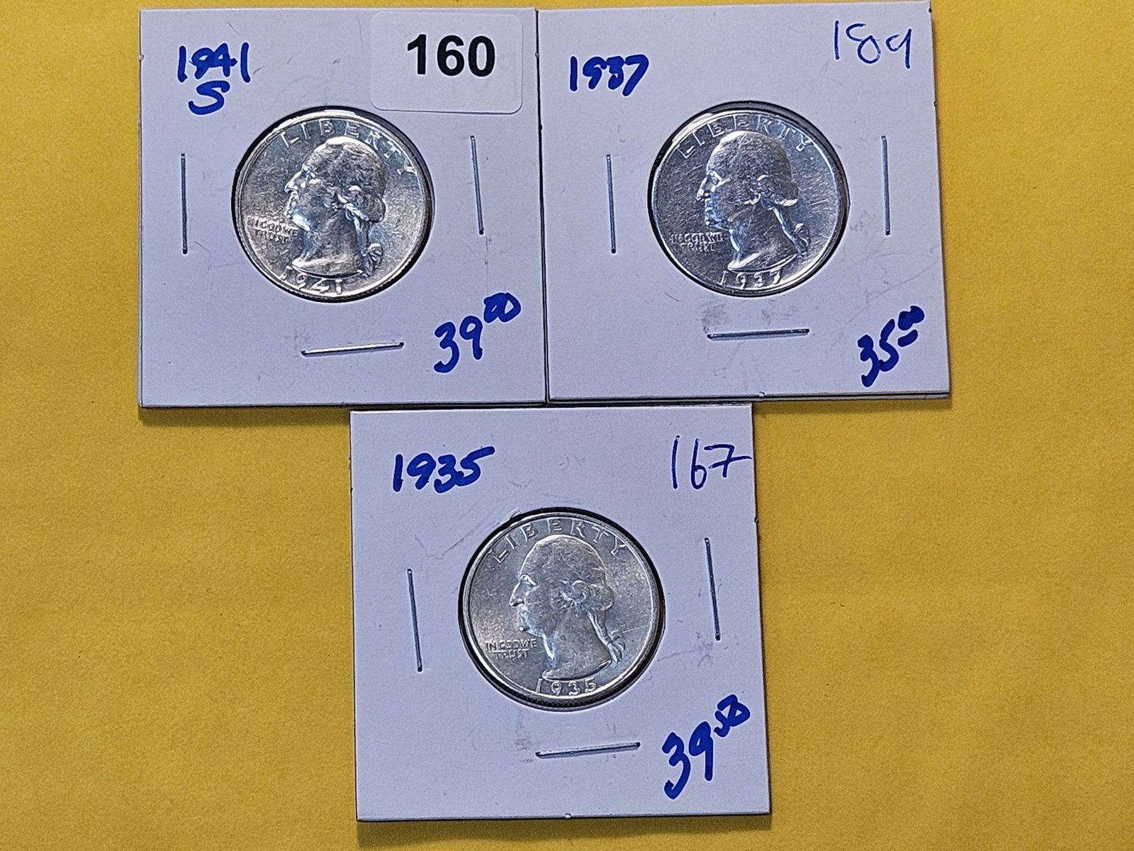 Three About Uncirculated Washington Silver Quarters (1 of 8)