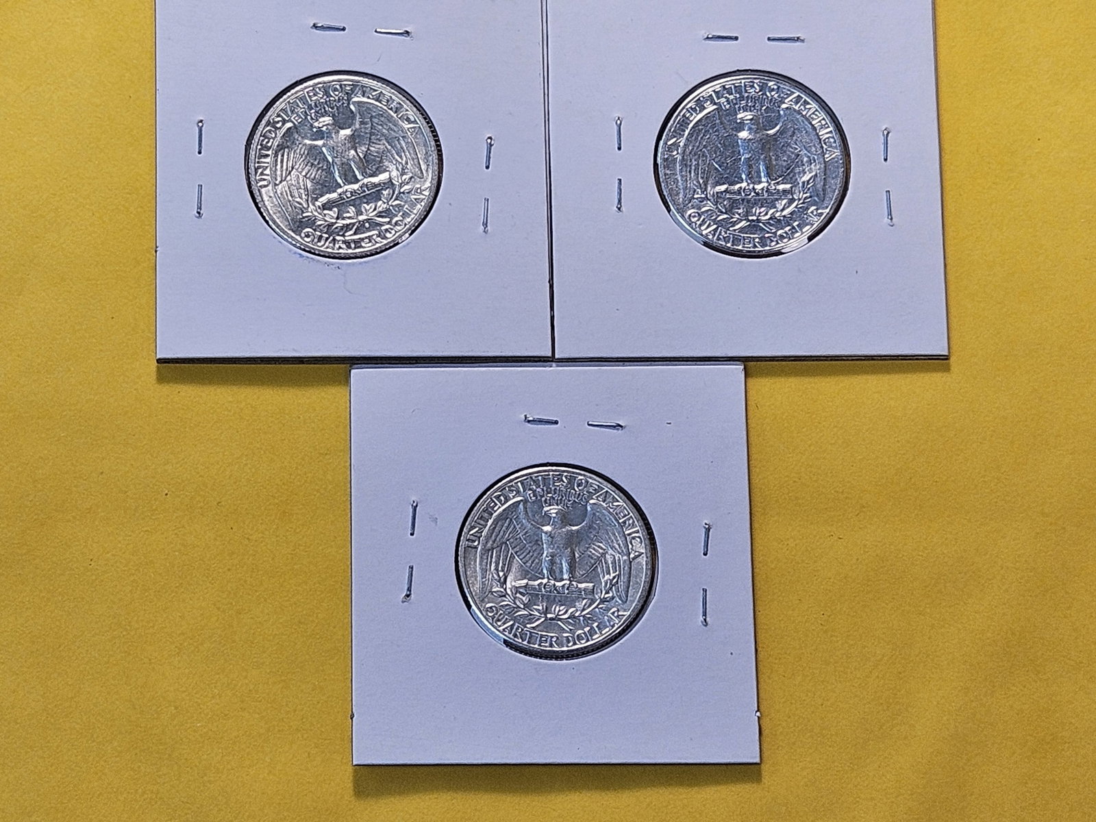 Three About Uncirculated Washington Silver Quarters - 5