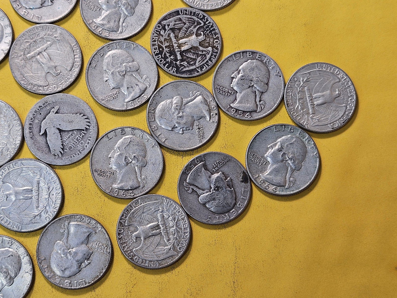Twenty-four Mixed US Silver Quarters - 3