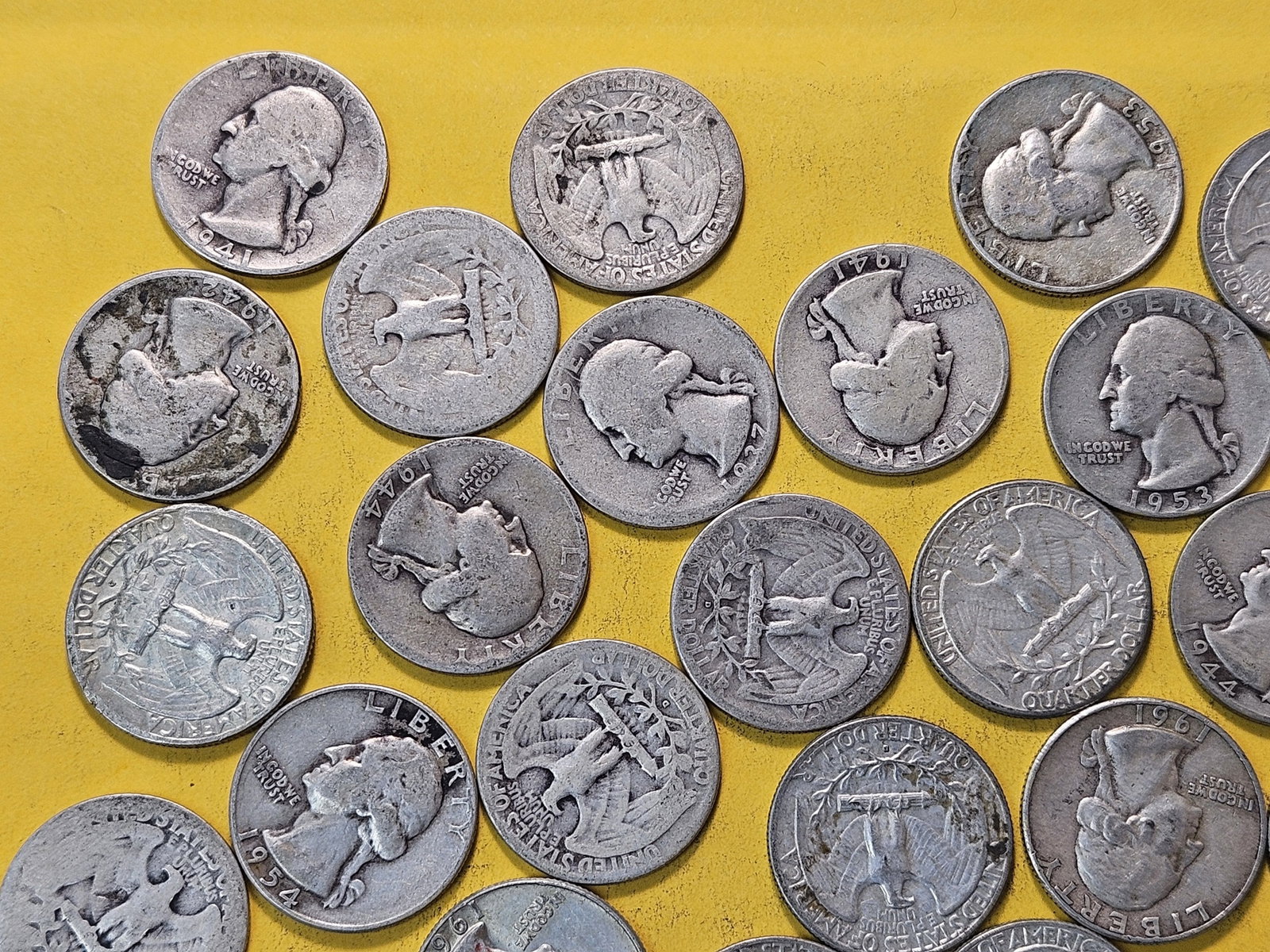 Forty Mixed Washington Silver Quarters - 2