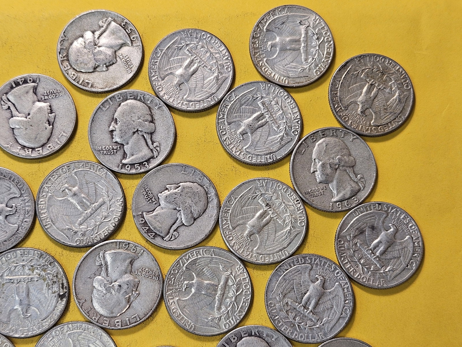 Forty Mixed Washington Silver Quarters - 3