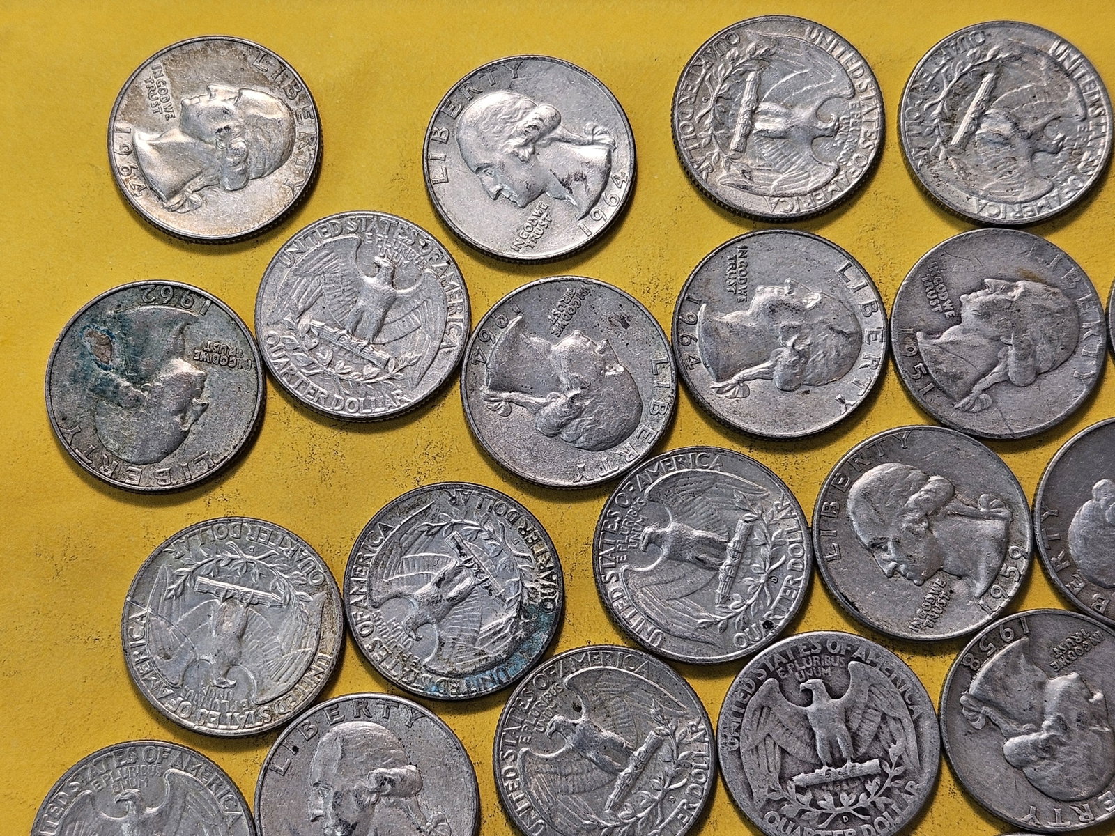 Forty Mixed Washington Silver Quarters - 2