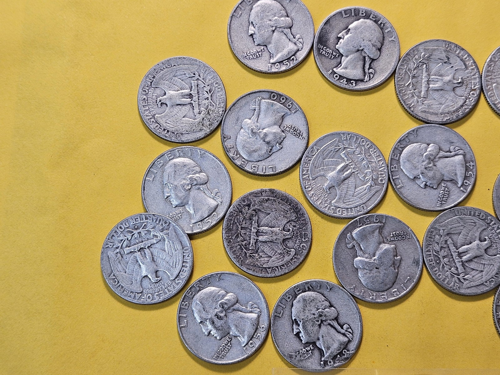 Twenty Mixed Washington Silver Quarters - 2