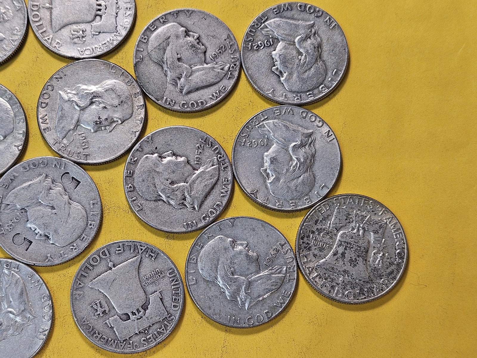 Seventeen Mixed Franklin Silver Half Dollars - 3