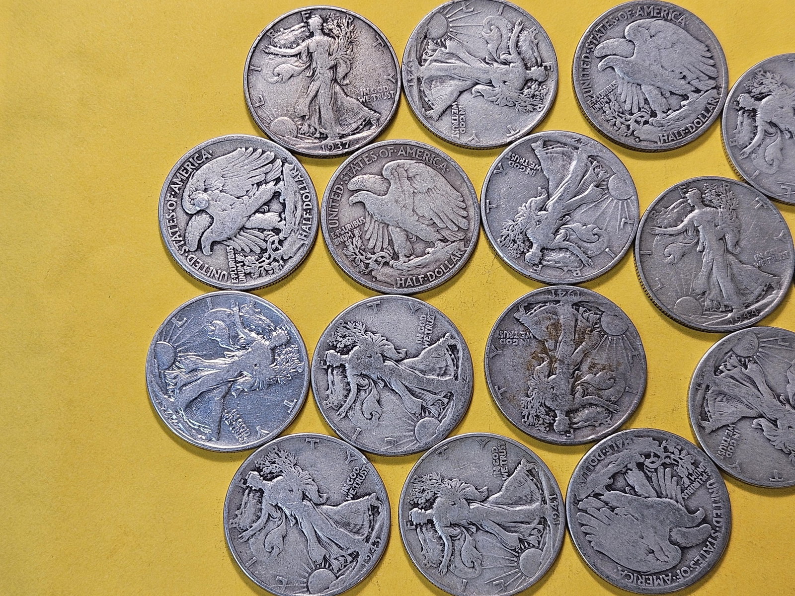 Seventeen Walking Liberty Silver Half Dollars - 2