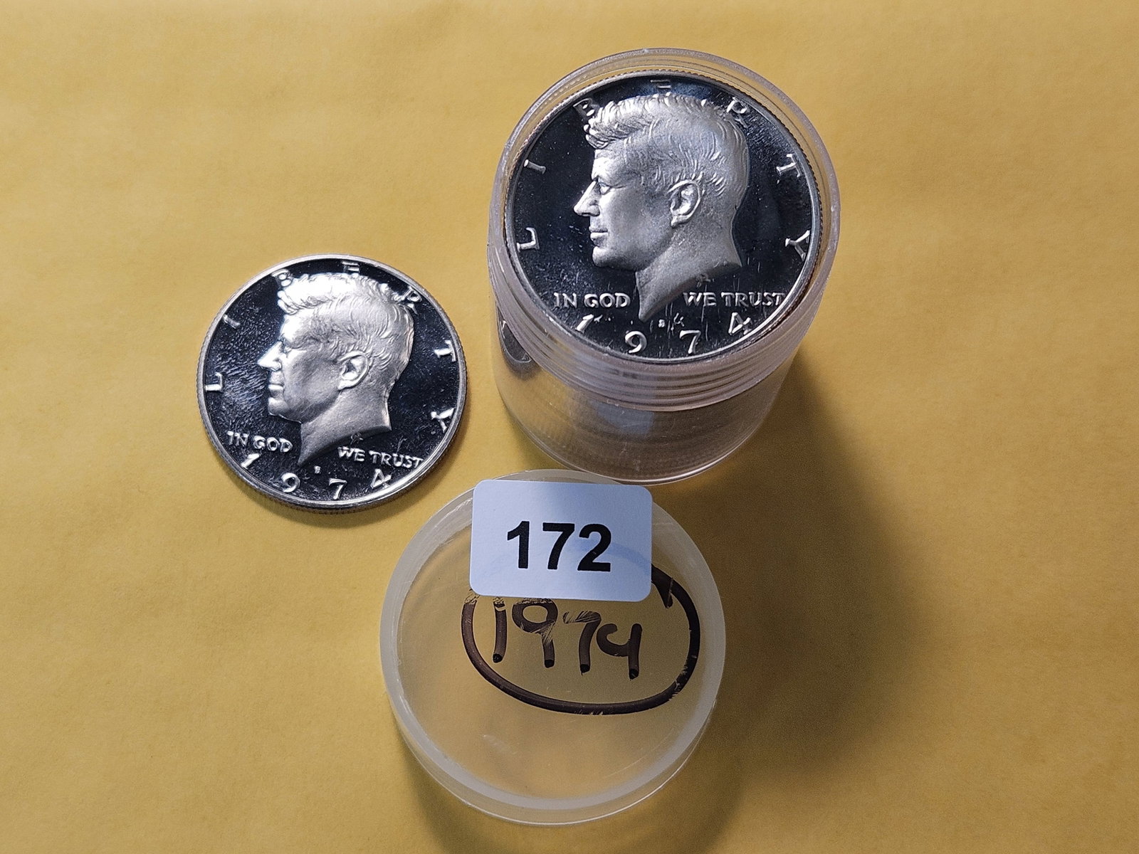 Full Roll of GEM Proof 1974-S Kennedy Half Dollars: Purchased over the counter from an old collection. First two are GEM Proof Deep Cameo 1974-S, the rest is unsearched by us. Happy Hunting!