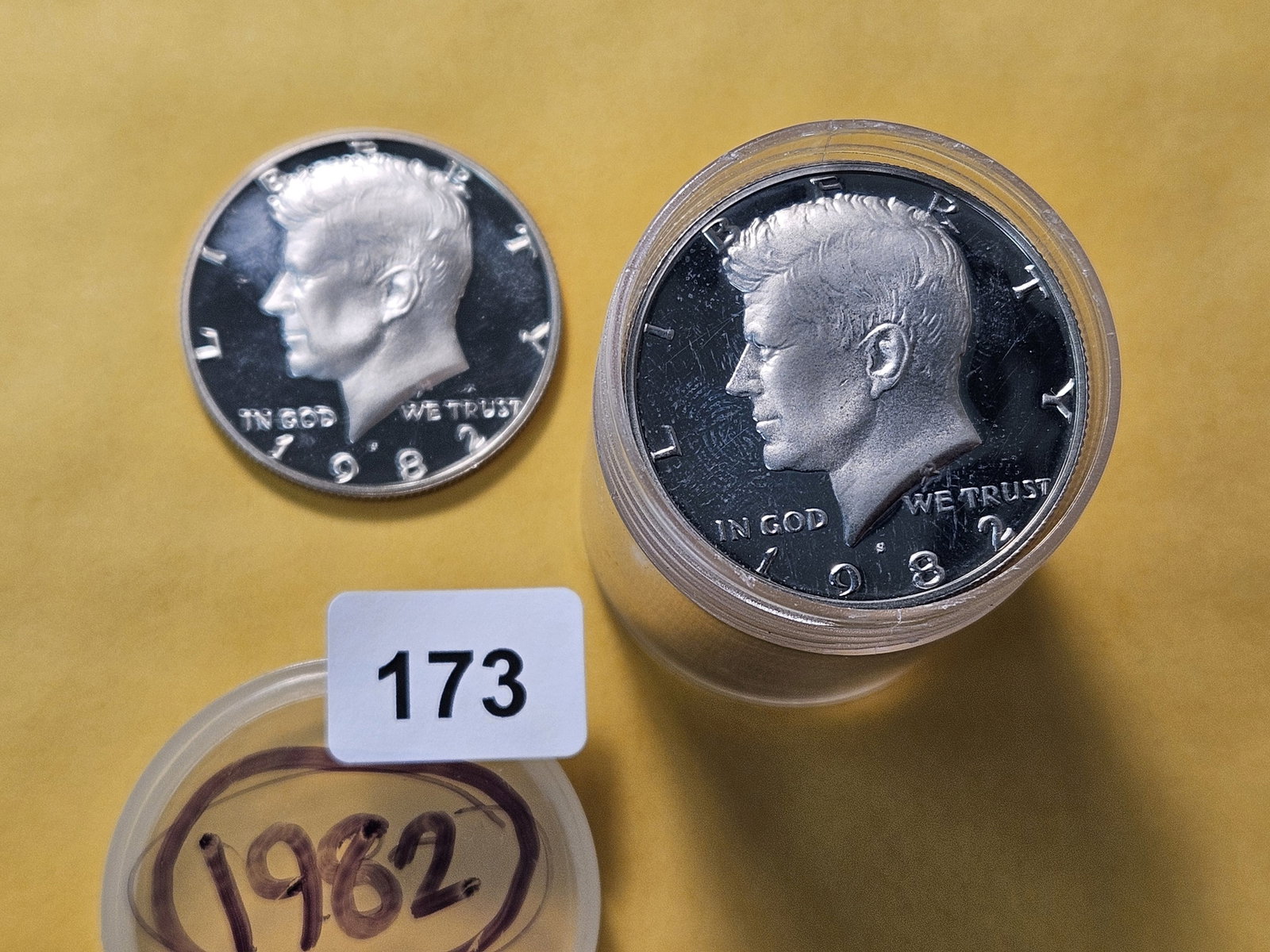 Full Roll of GEM Proof 1982-S Kennedy Half Dollars: Purchased over the counter from an old collection. First two are GEM Proof Deep Cameo 1982-S, the rest is unsearched by us. Happy Hunting!