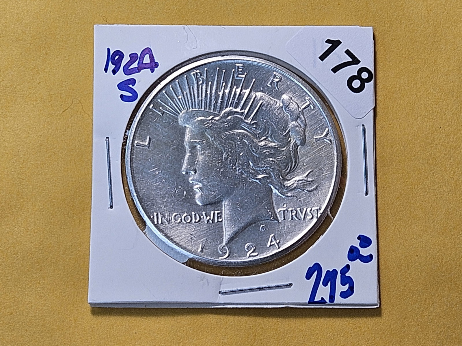 Better Grade 1924-S Peace Silver Dollar - 2