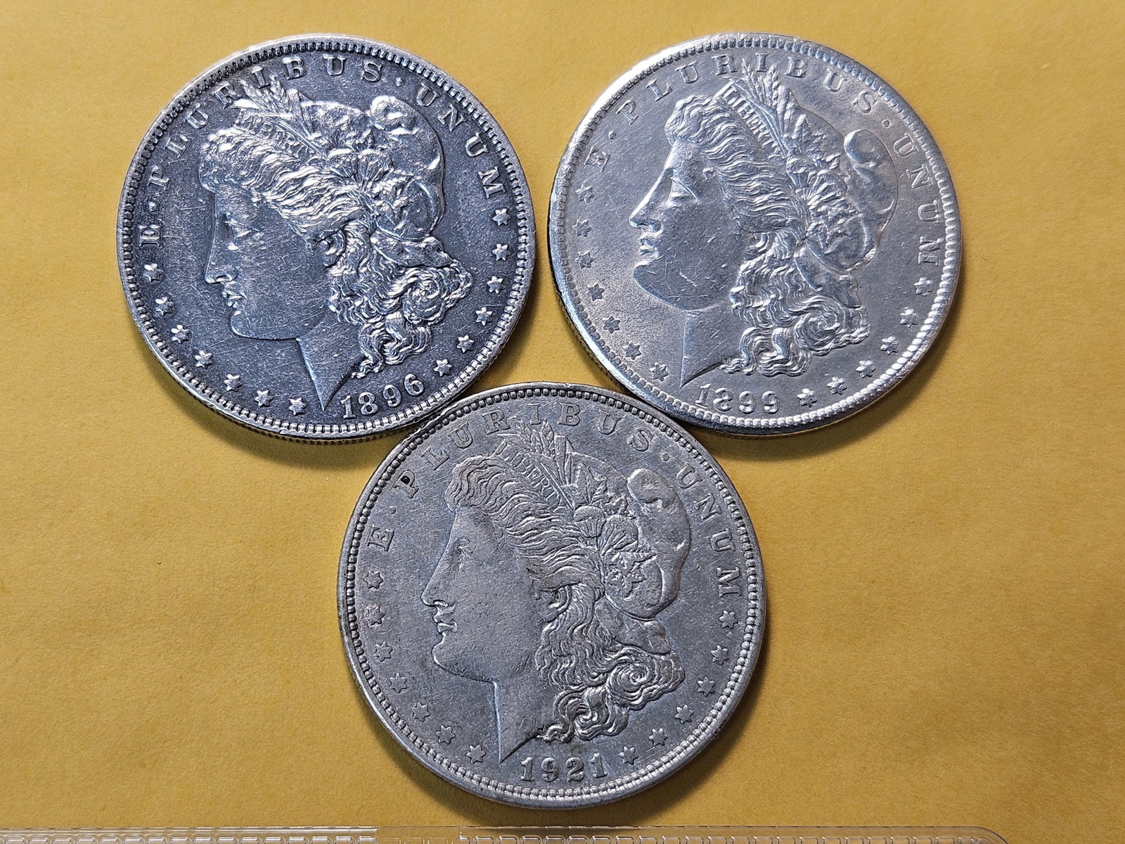 Three About Uncirculated Morgan Silver Dollars - 2