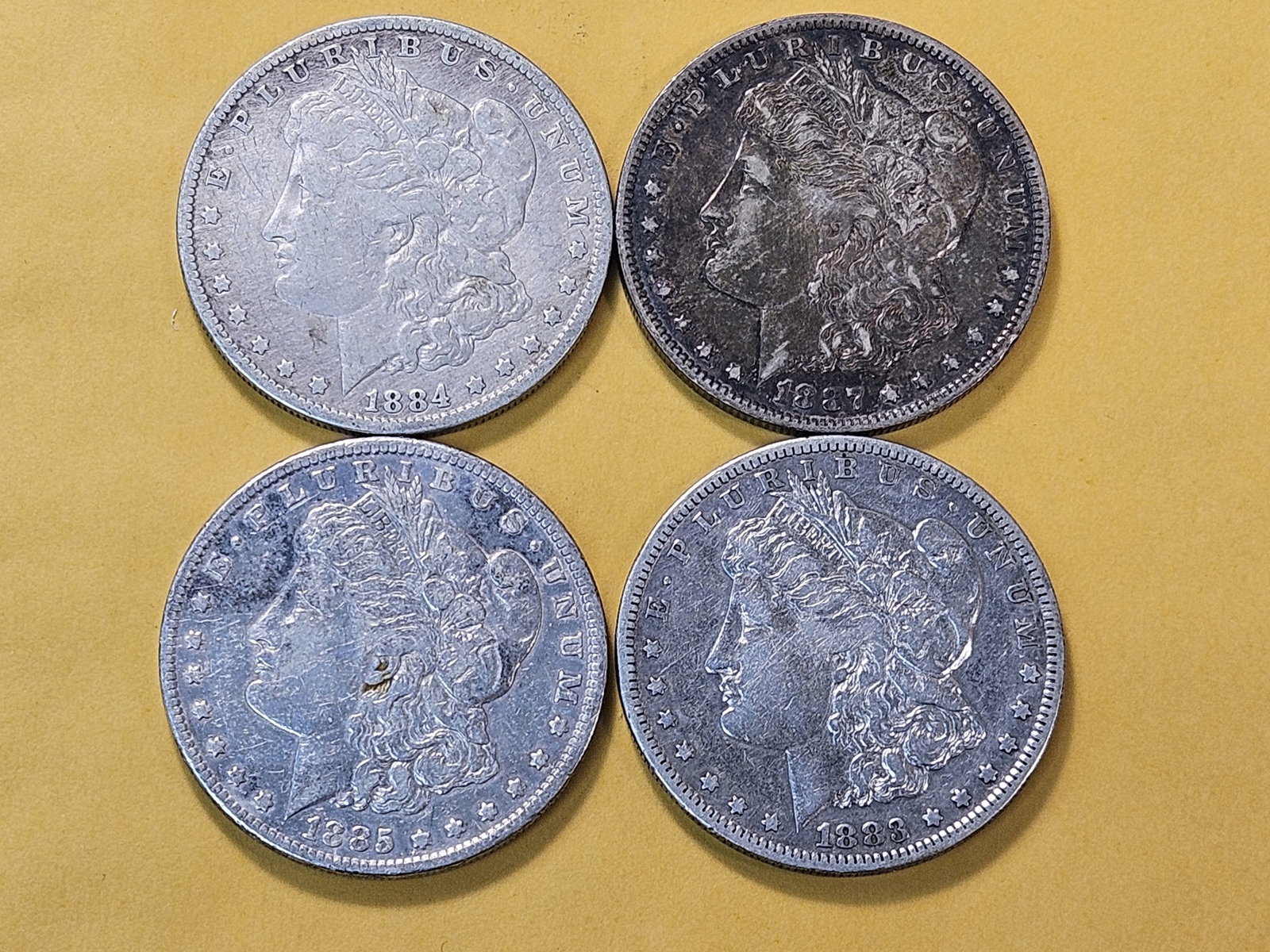 Four Circulated Morgan Silver Dollars - 2