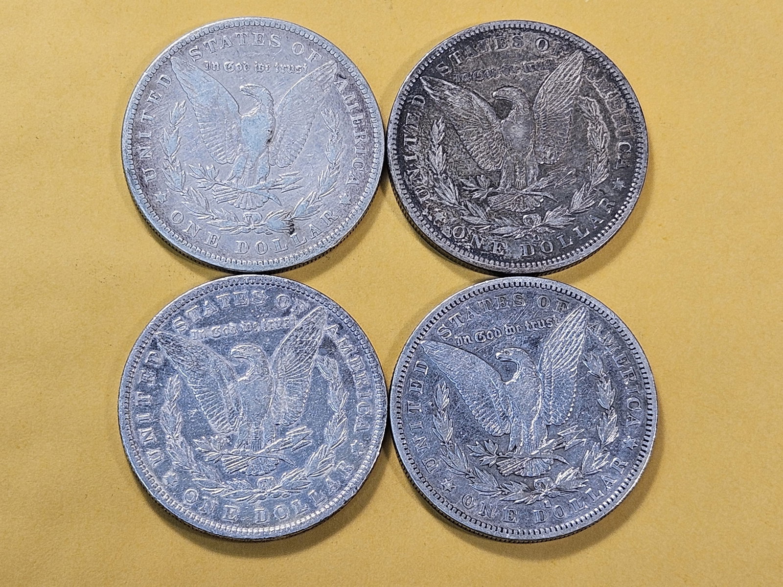 Four Circulated Morgan Silver Dollars - 4