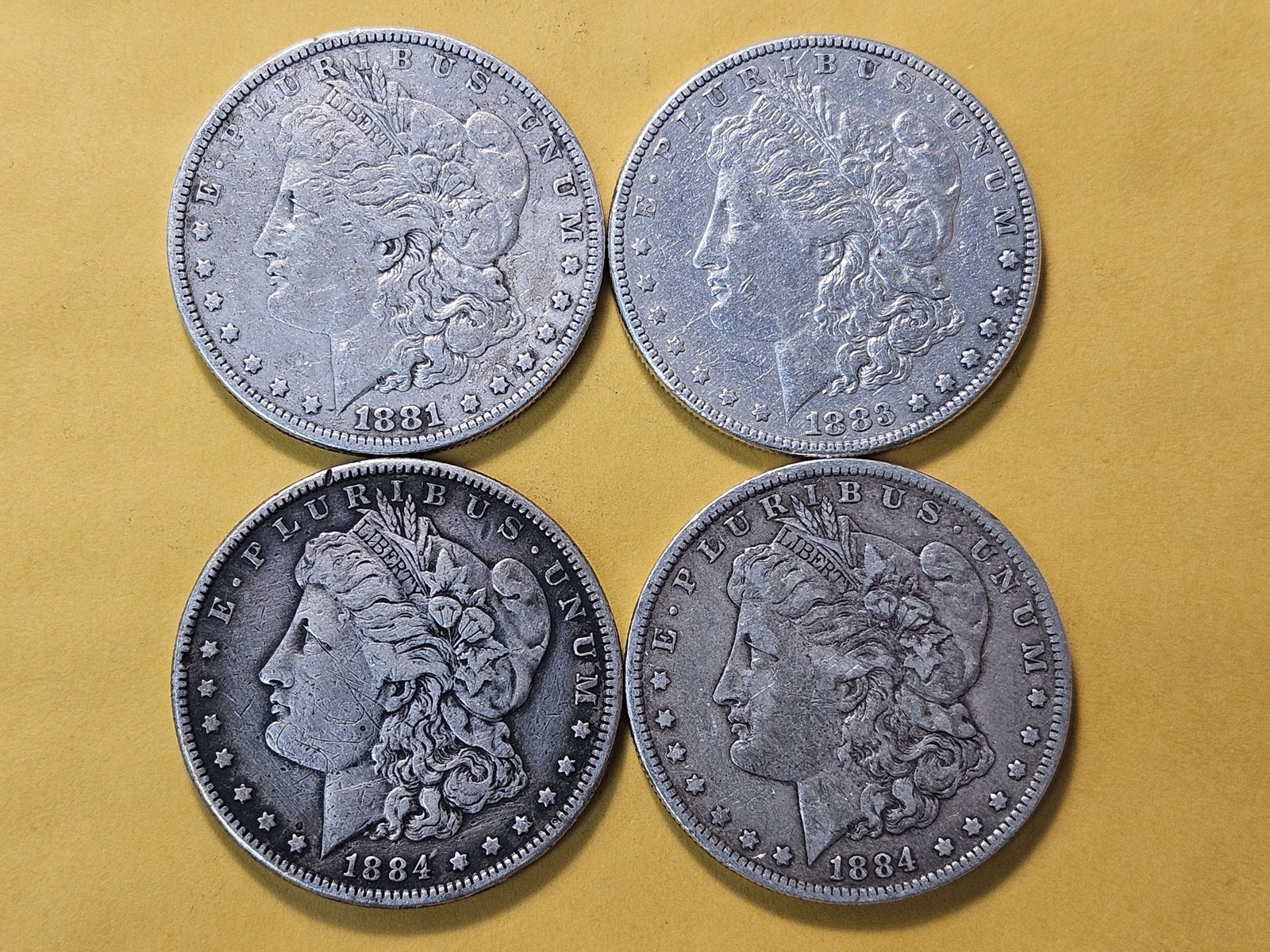 Four Circulated Morgan Silver Dollars - 2