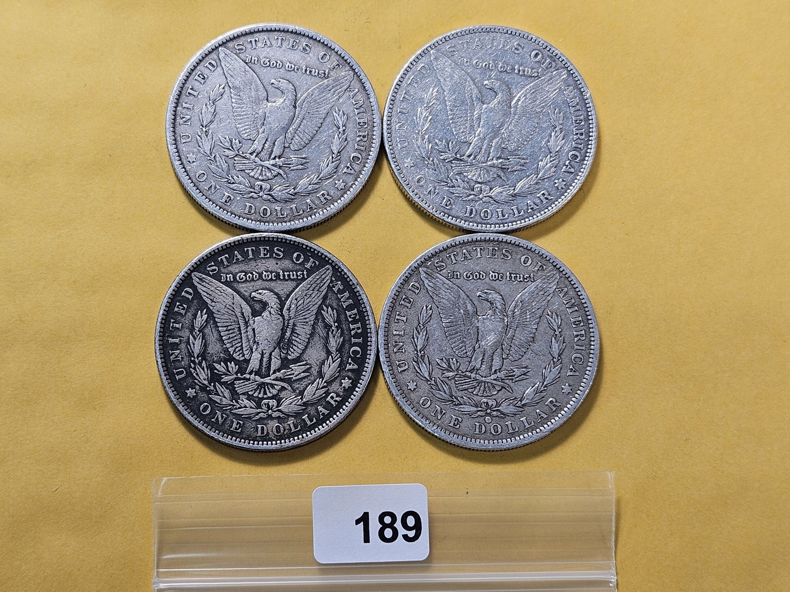 Four Circulated Morgan Silver Dollars - 3