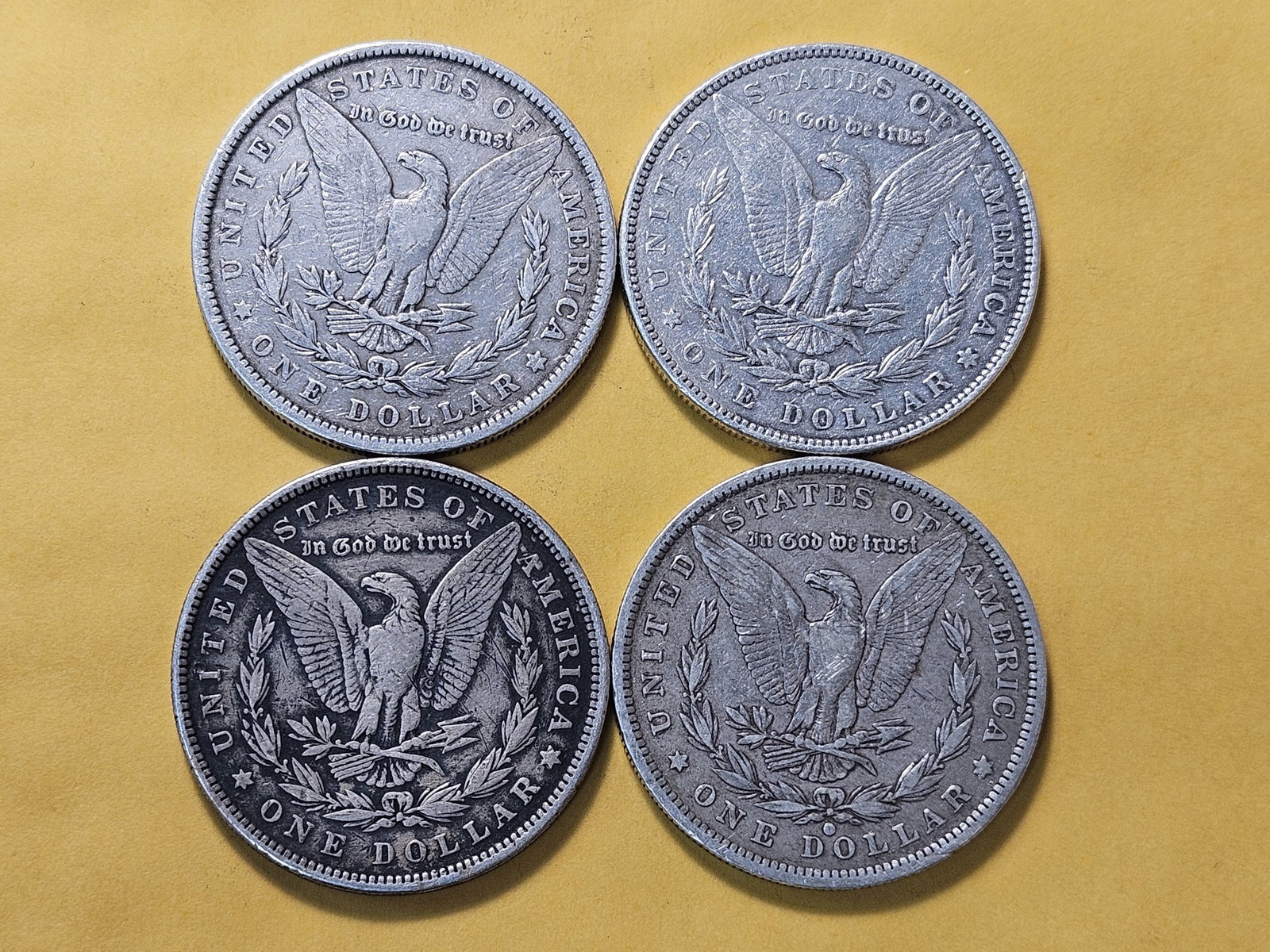 Four Circulated Morgan Silver Dollars - 4