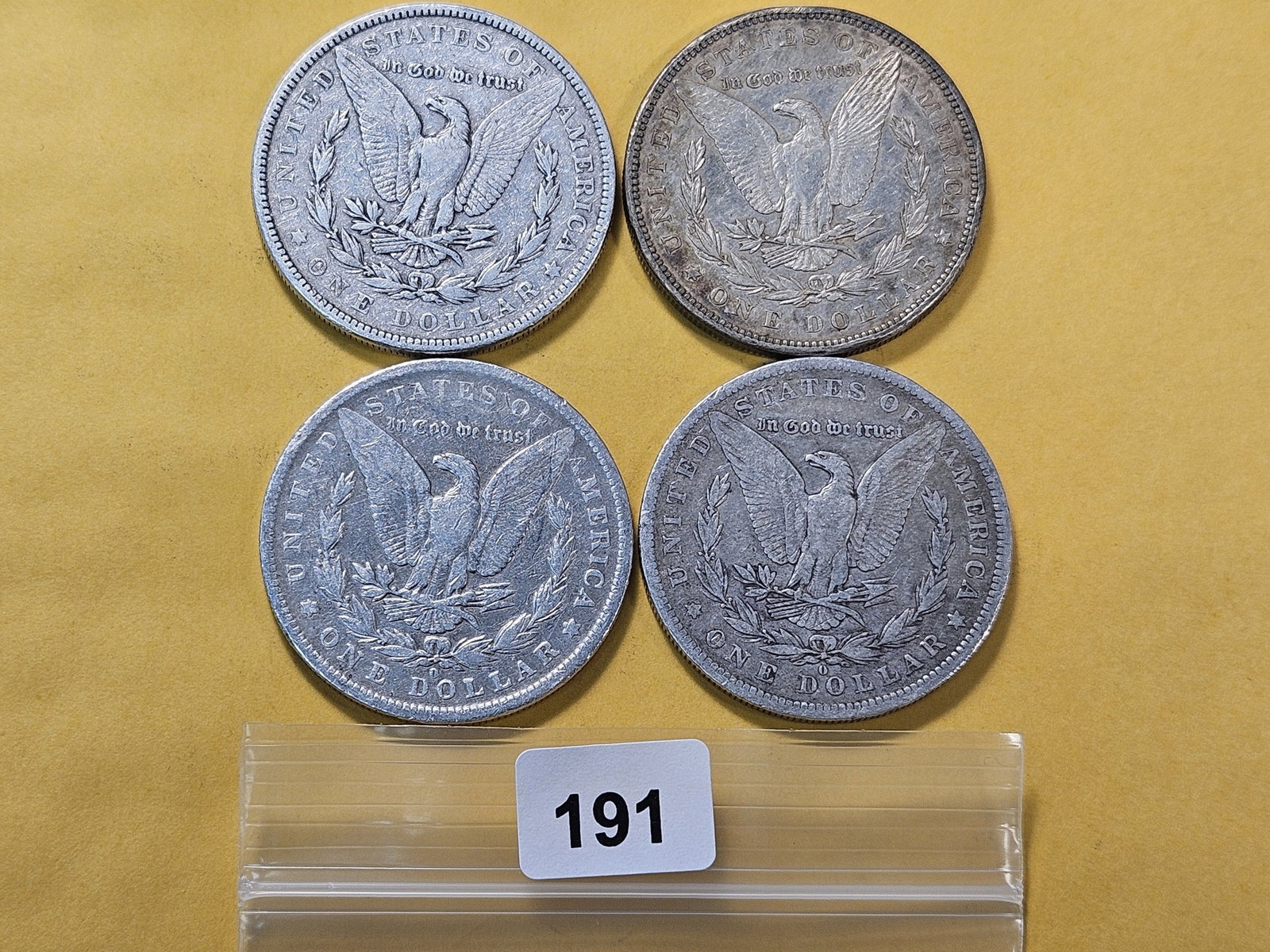 Four Circulated Morgan Silver Dollars - 3