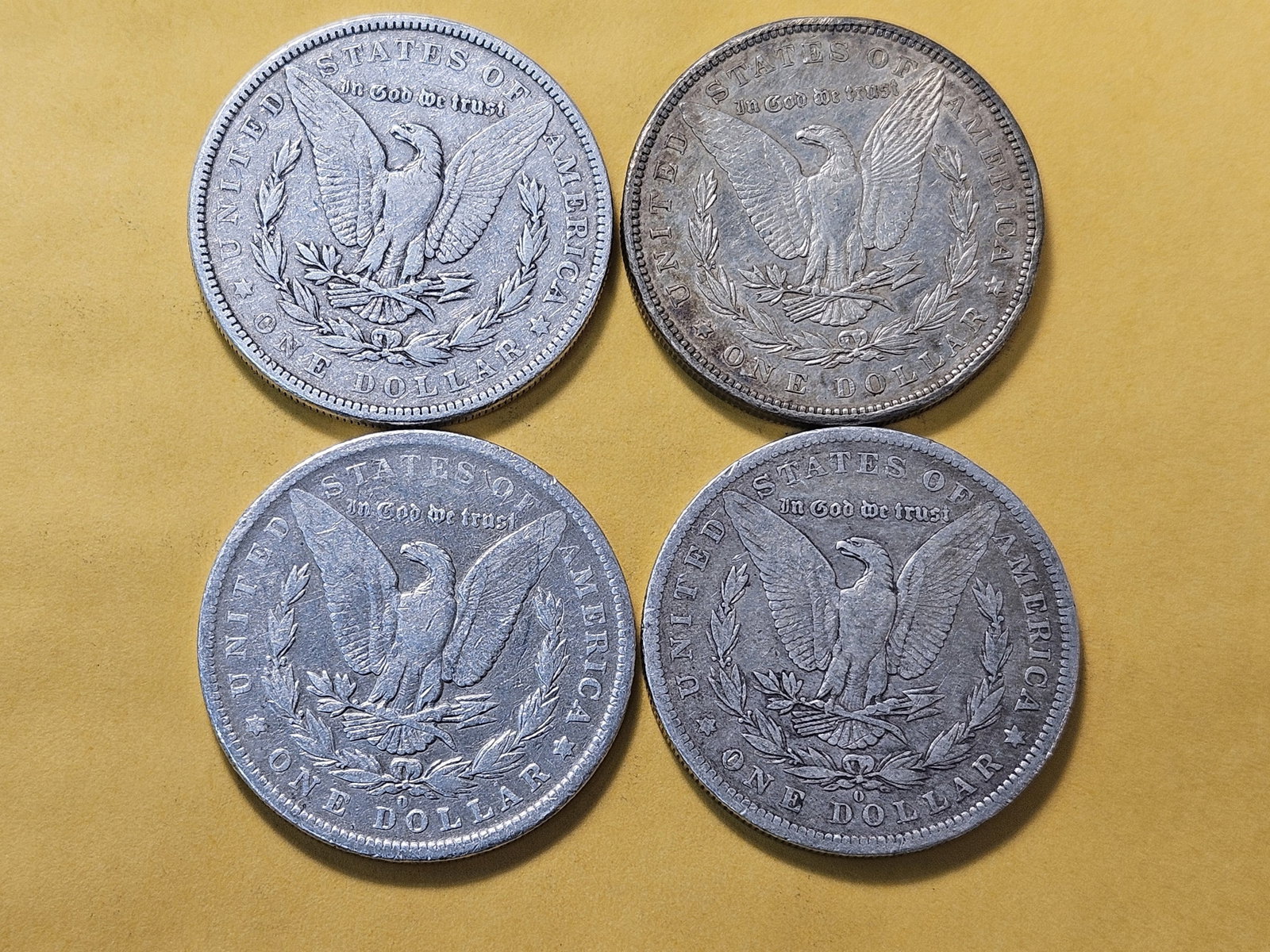 Four Circulated Morgan Silver Dollars - 4