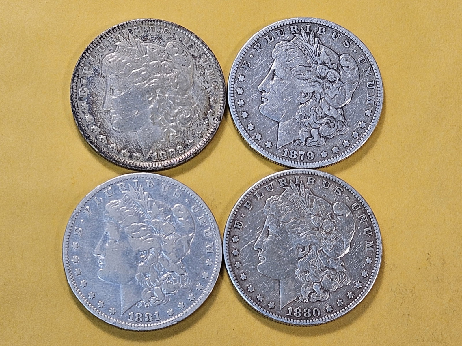 Four Circulated Morgan Silver Dollars - 2