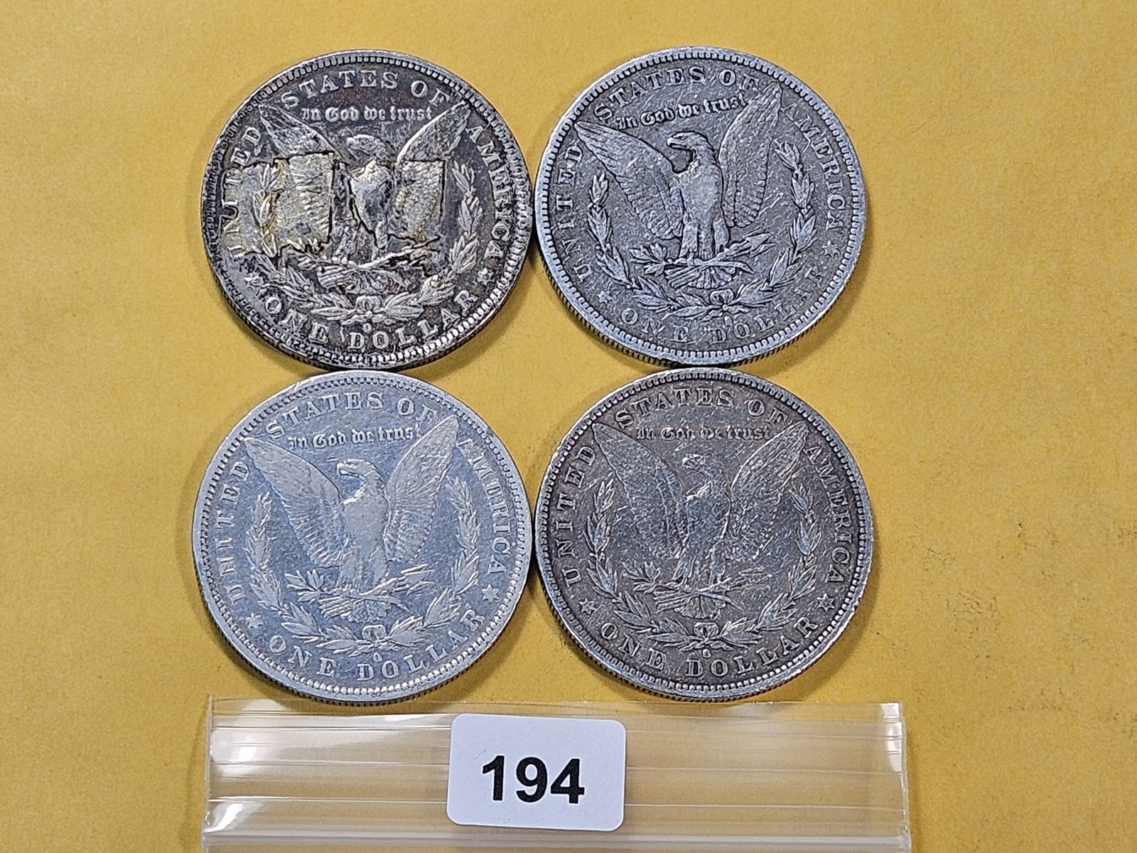 Four Circulated Morgan Silver Dollars - 3