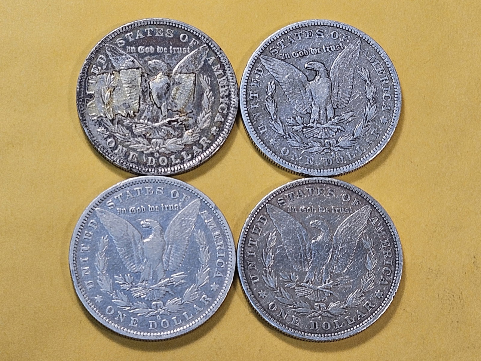 Four Circulated Morgan Silver Dollars - 4
